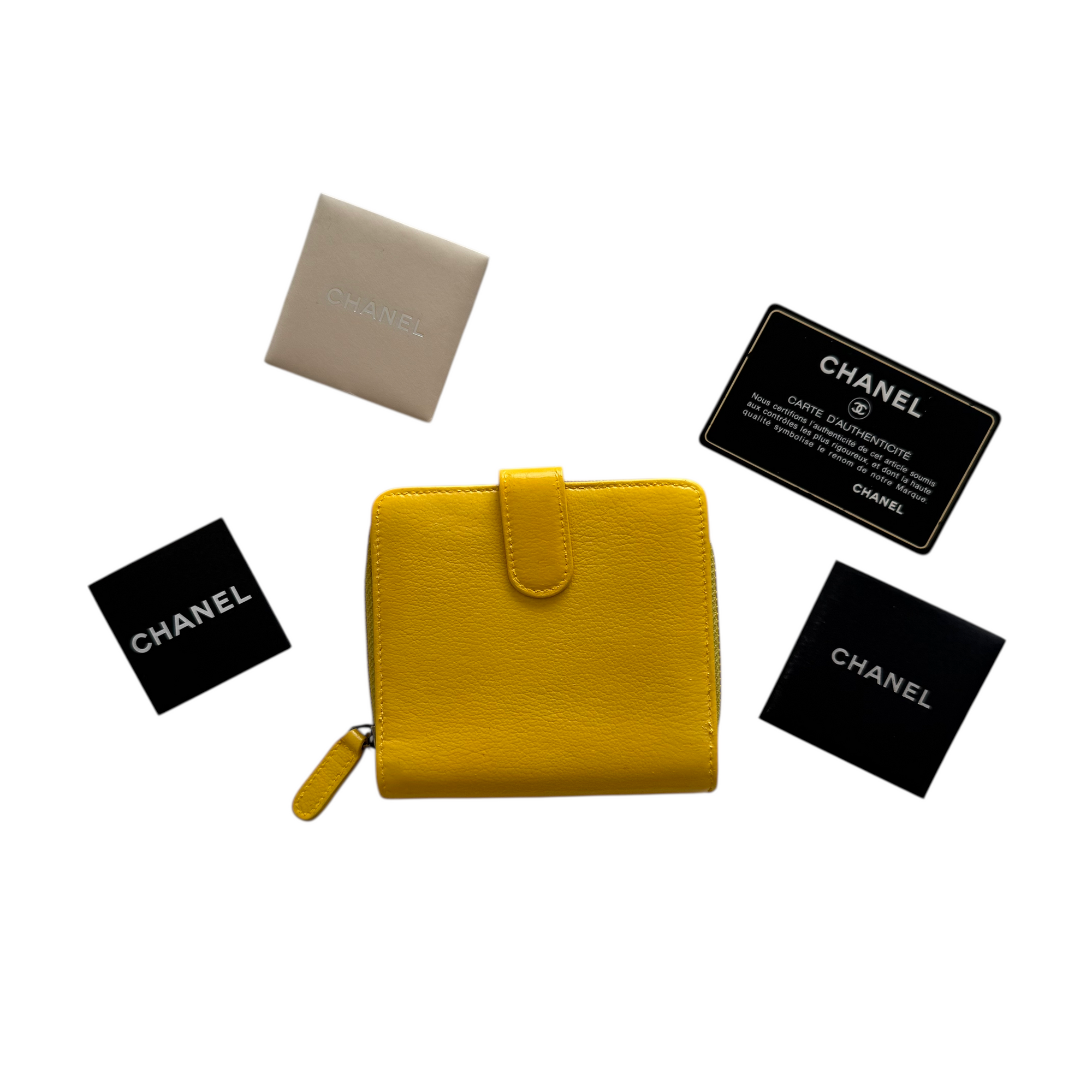 chanel 2000s yellow wallet