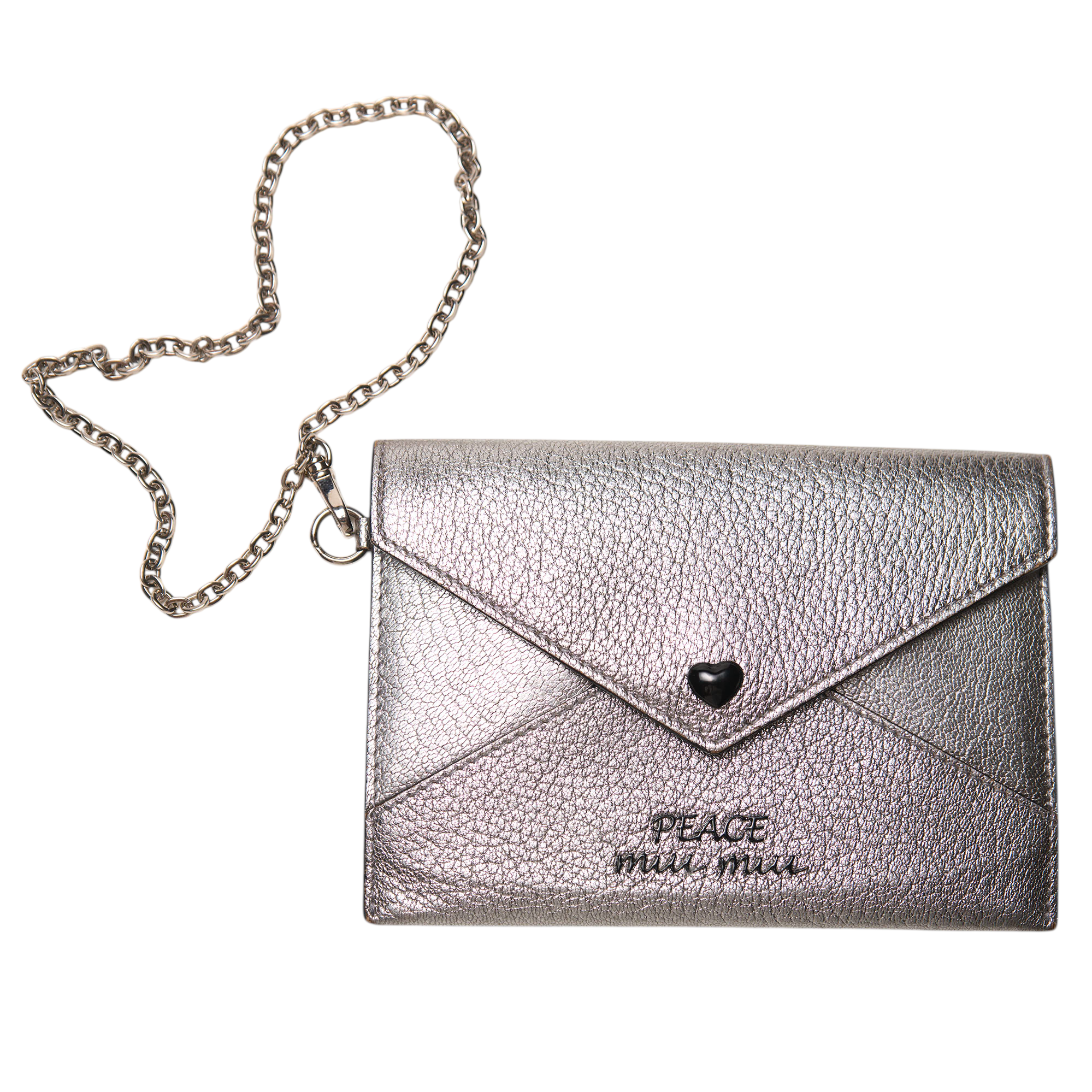 miu miu silver heart wallet on chain