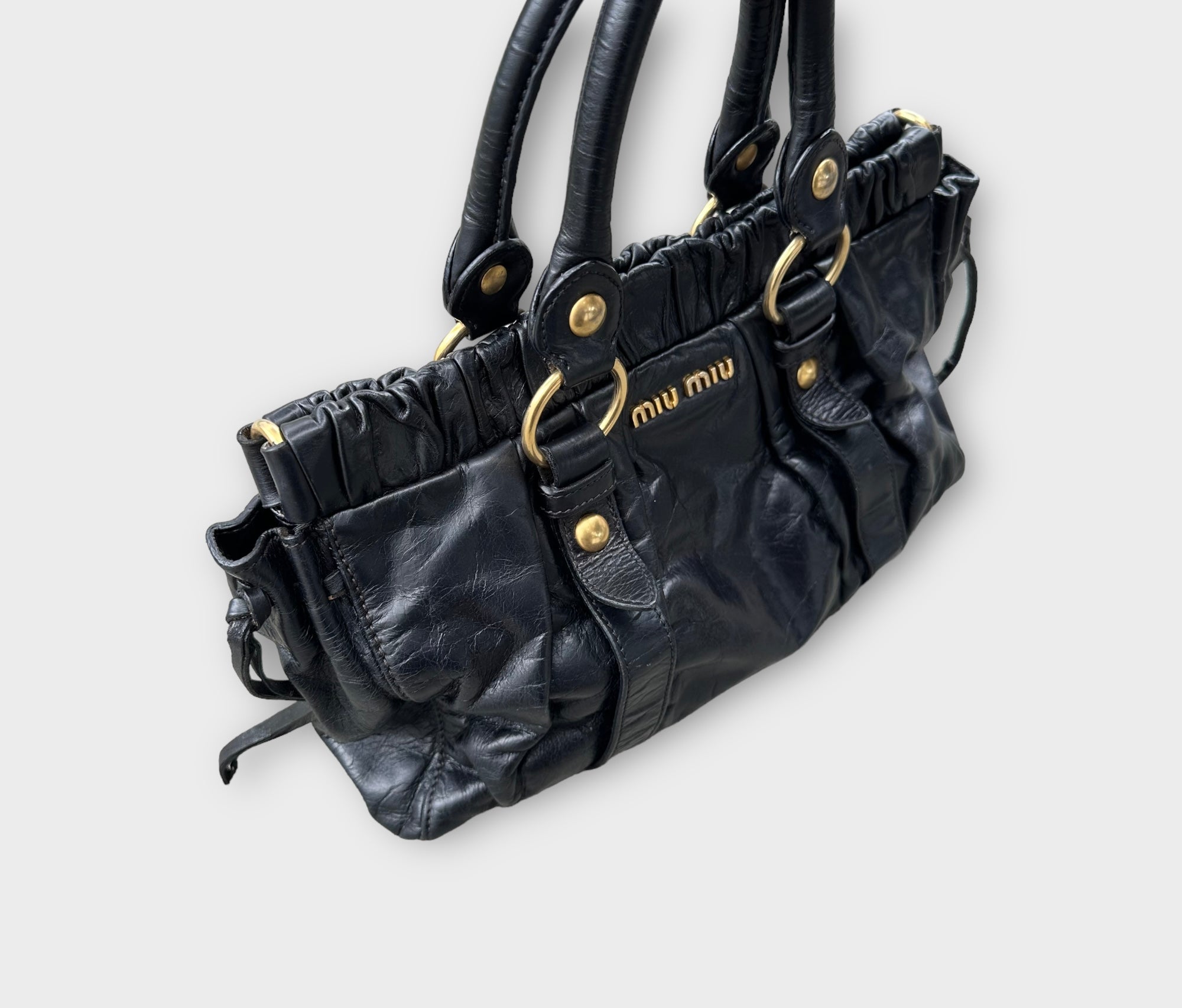 miu miu black vitello shoulder bag