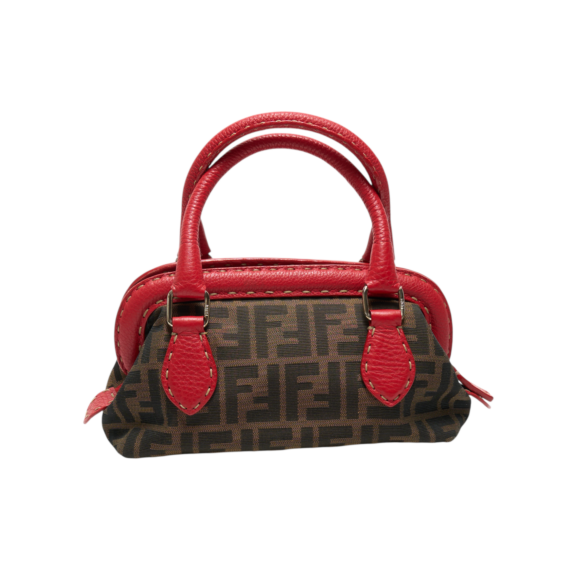 fendi 2000s red selleria hand bag
