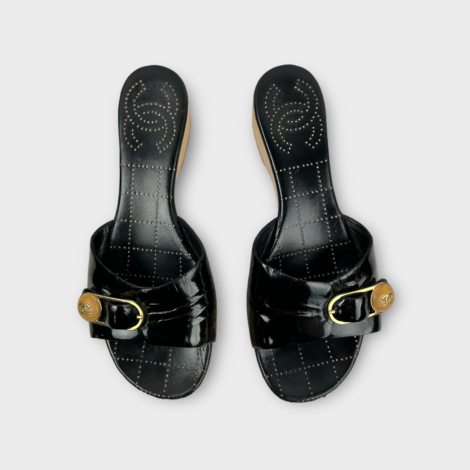 chanel 2000s black mule sandals