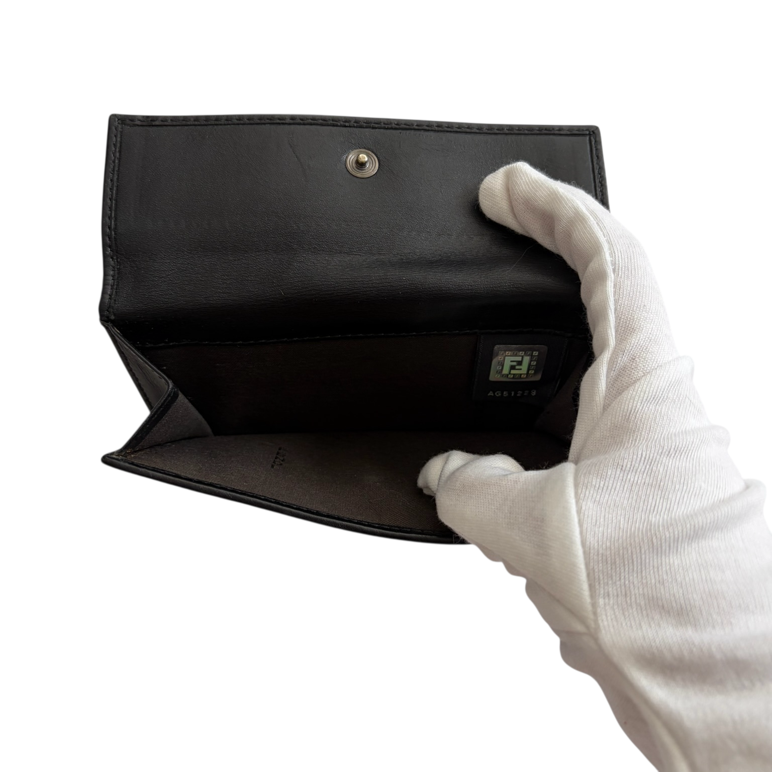 fendi 2000s black baguette wallet