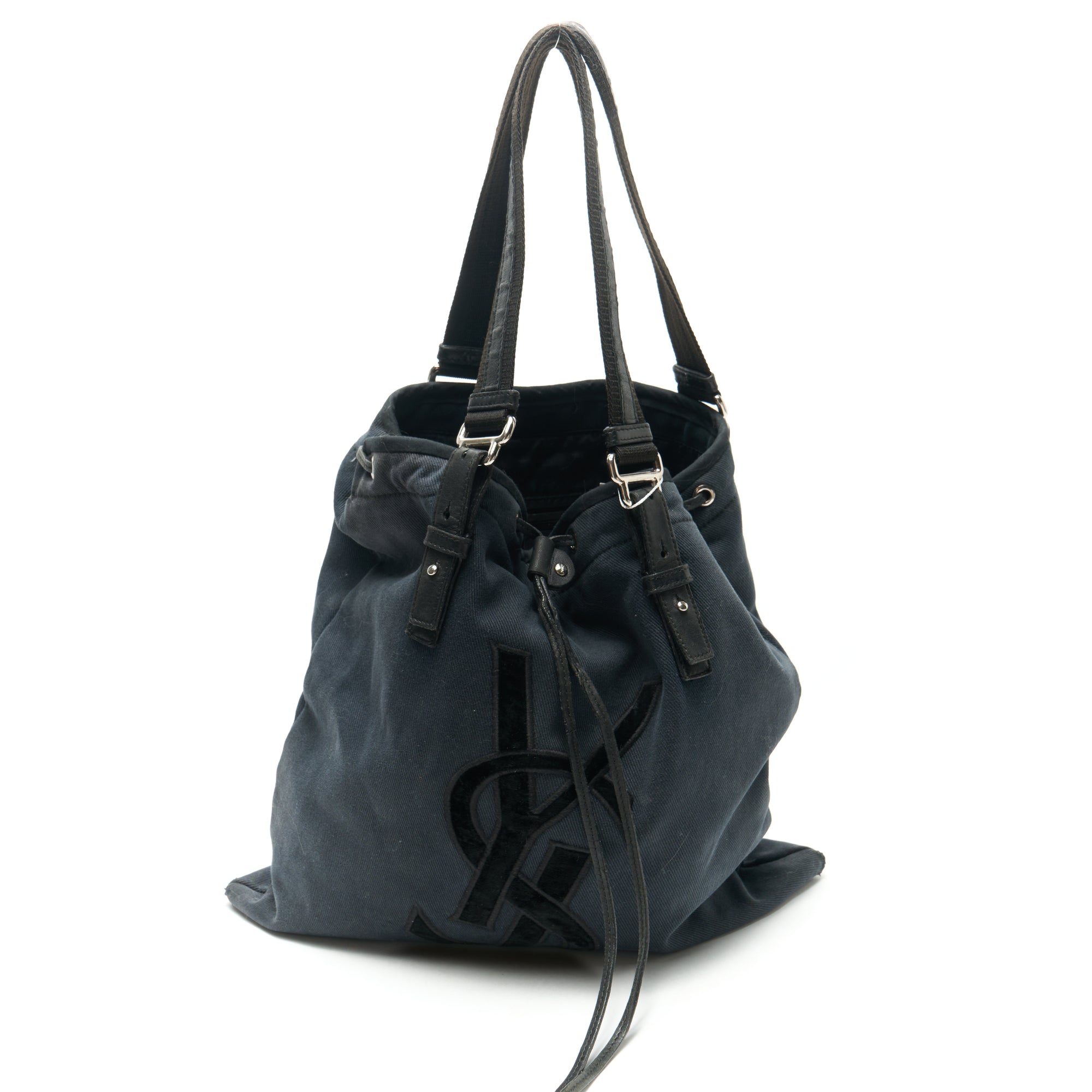 ysl 2000s navy tote bag