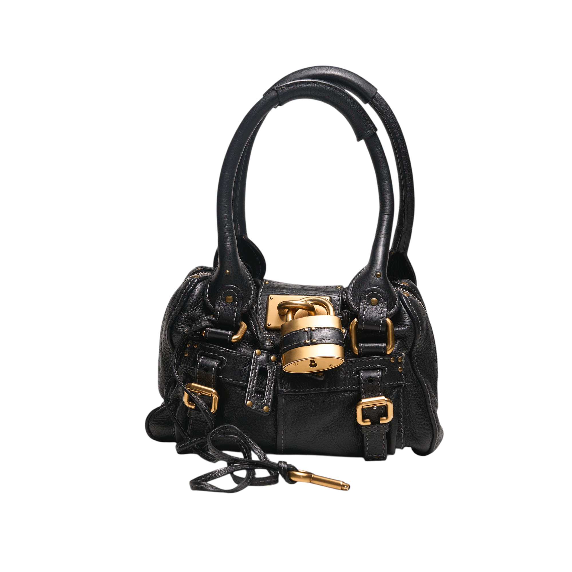chloé 2000s black small paddington bag