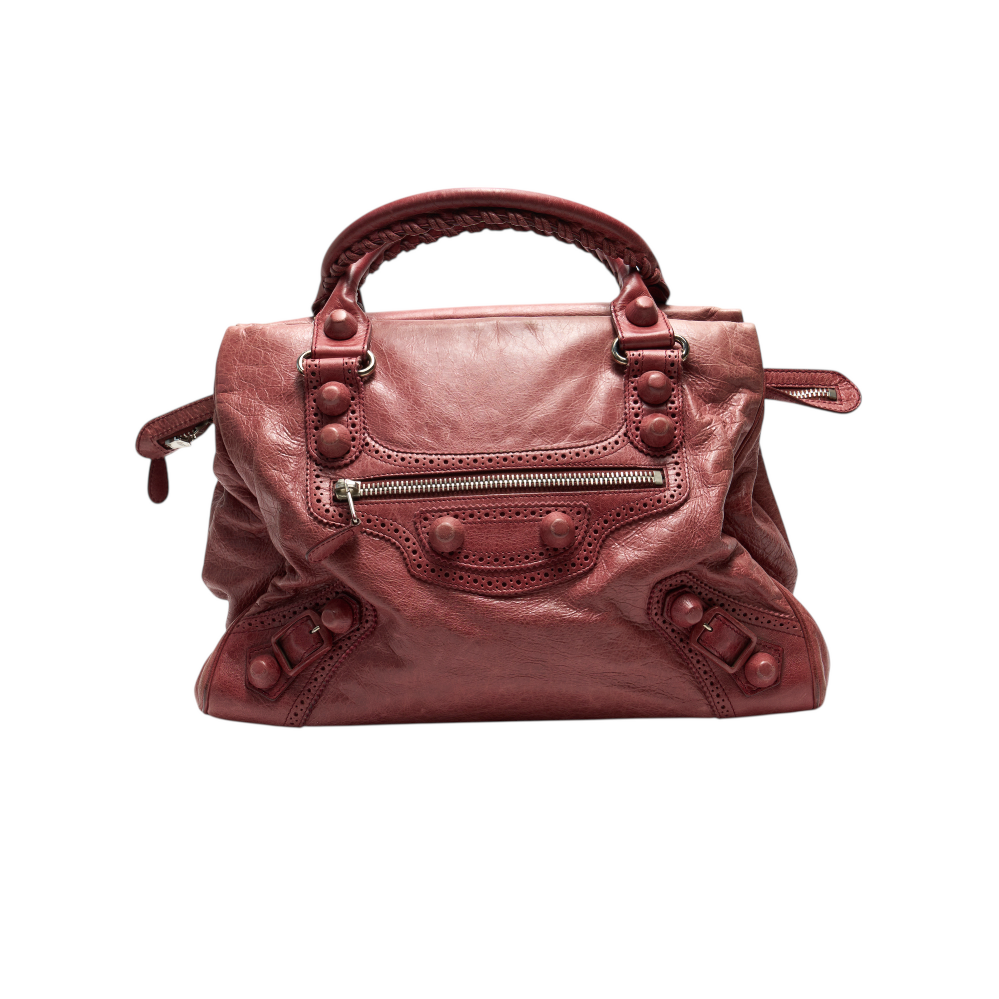balenciaga 2000s light red motorcycle bag