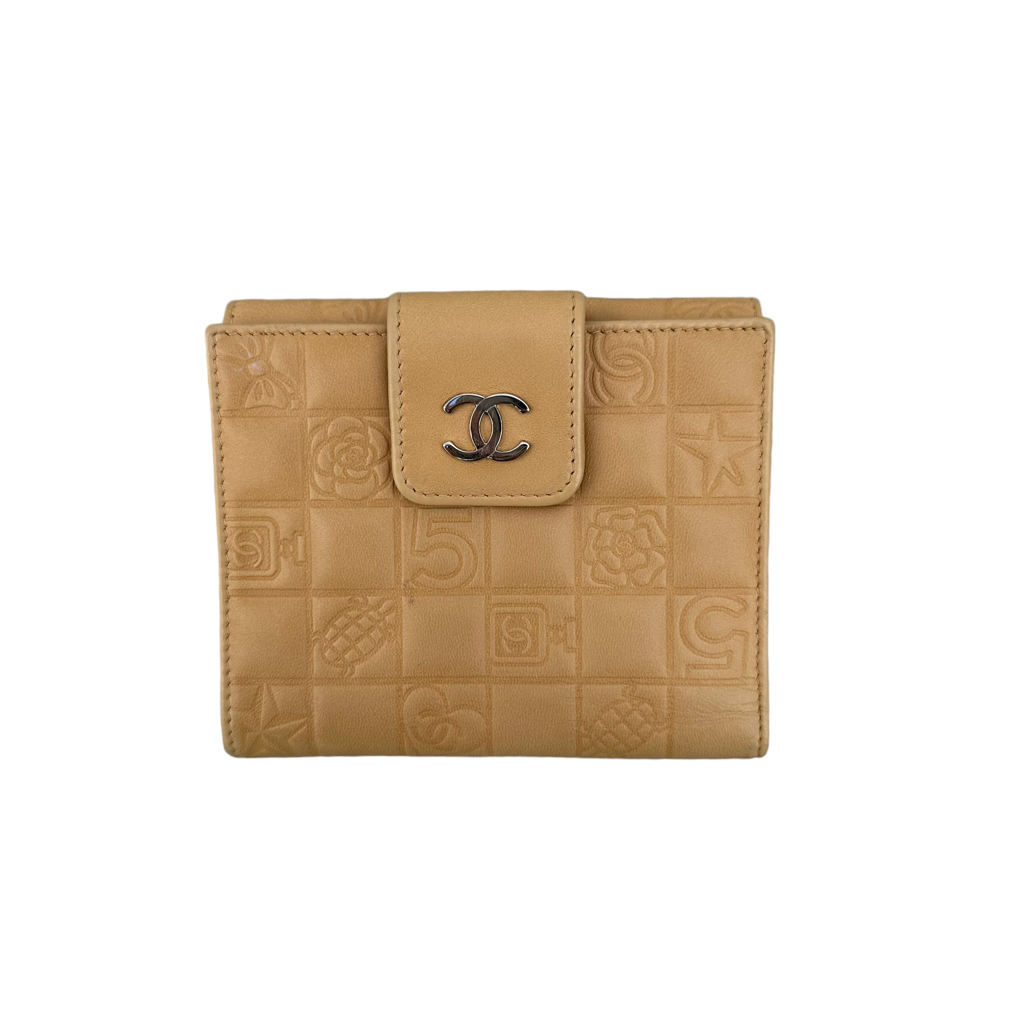 chanel tan leather wallet