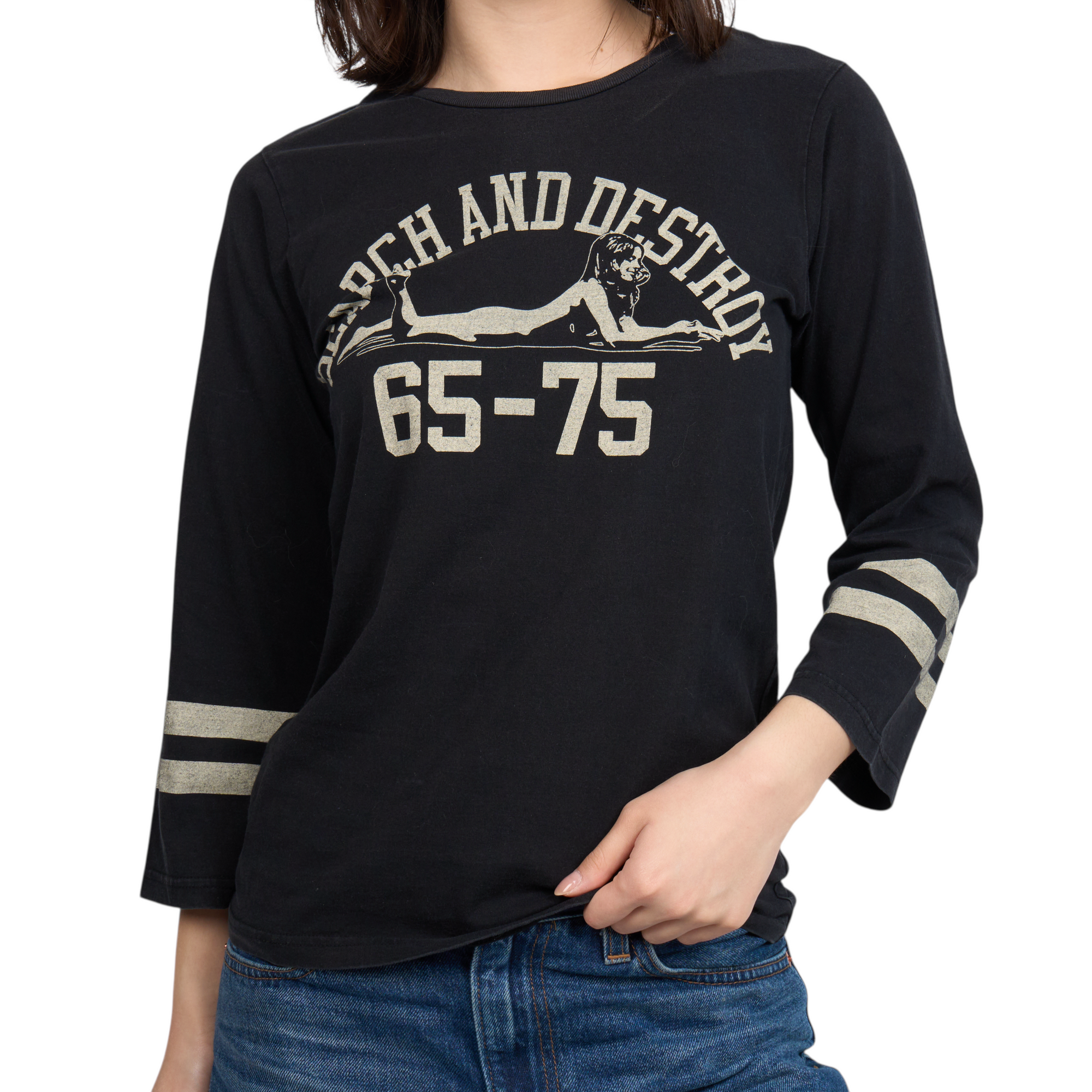 hysteric glamour black quarter sleeve top