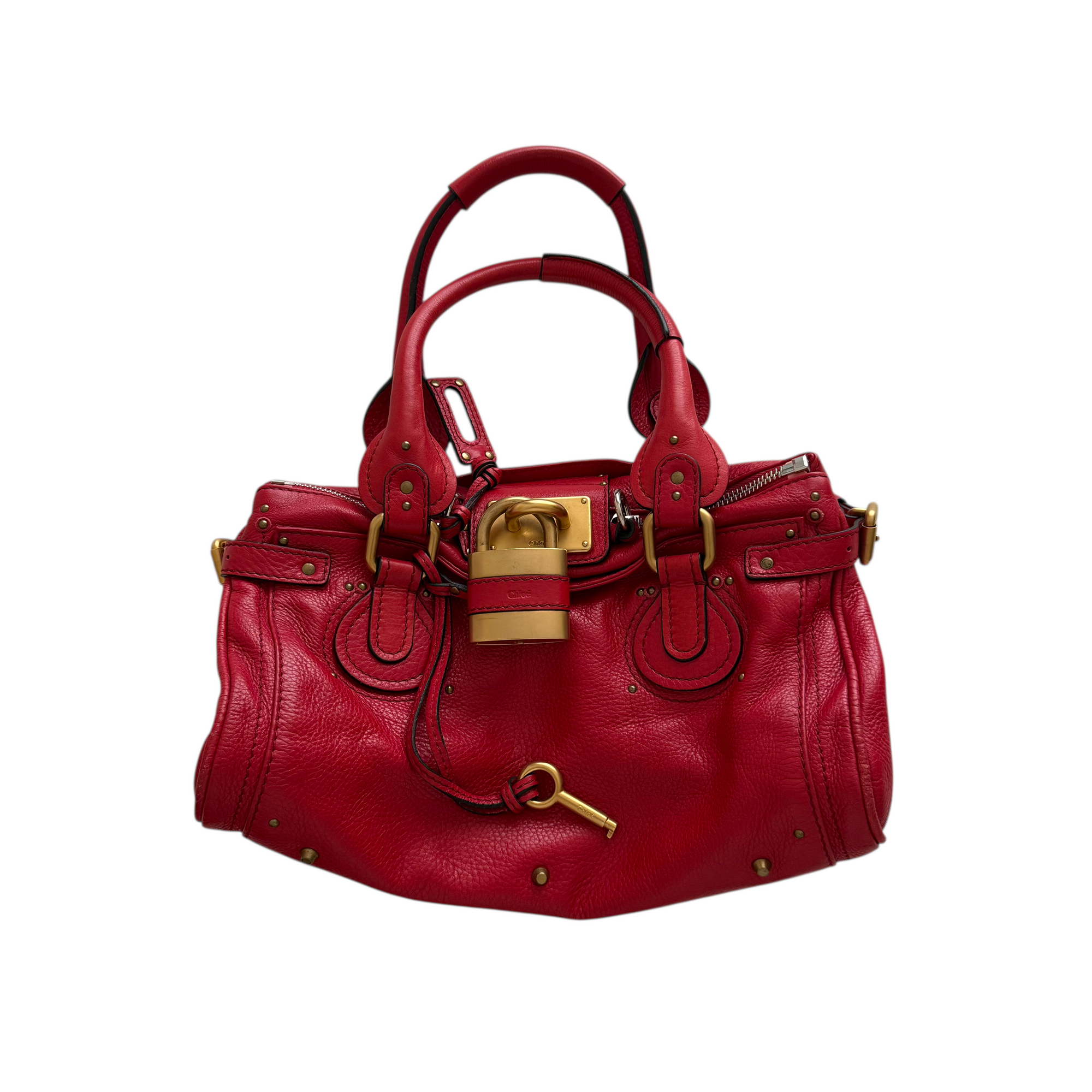 chloé 2000s red paddington bag