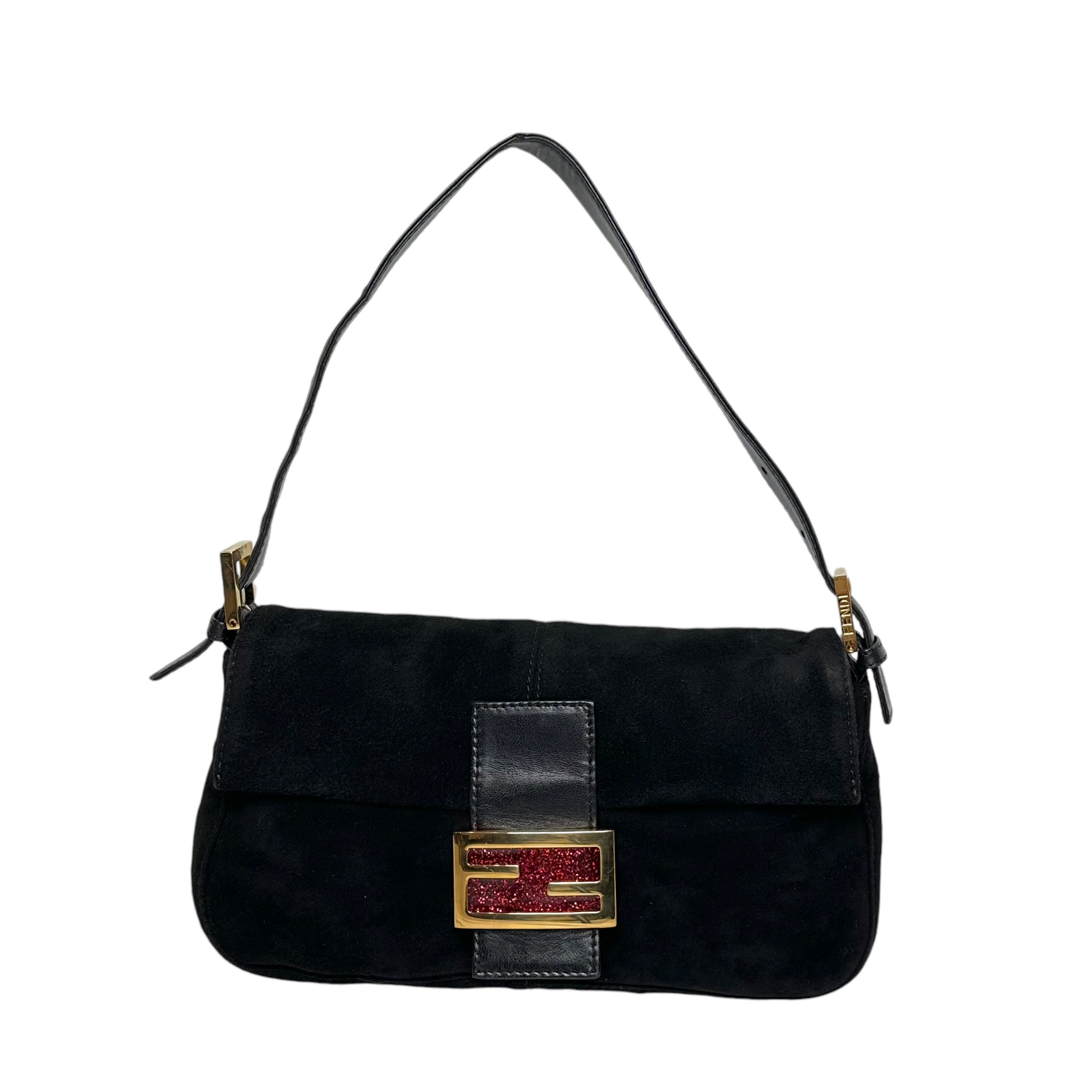 fendi 2000s black baguette bag