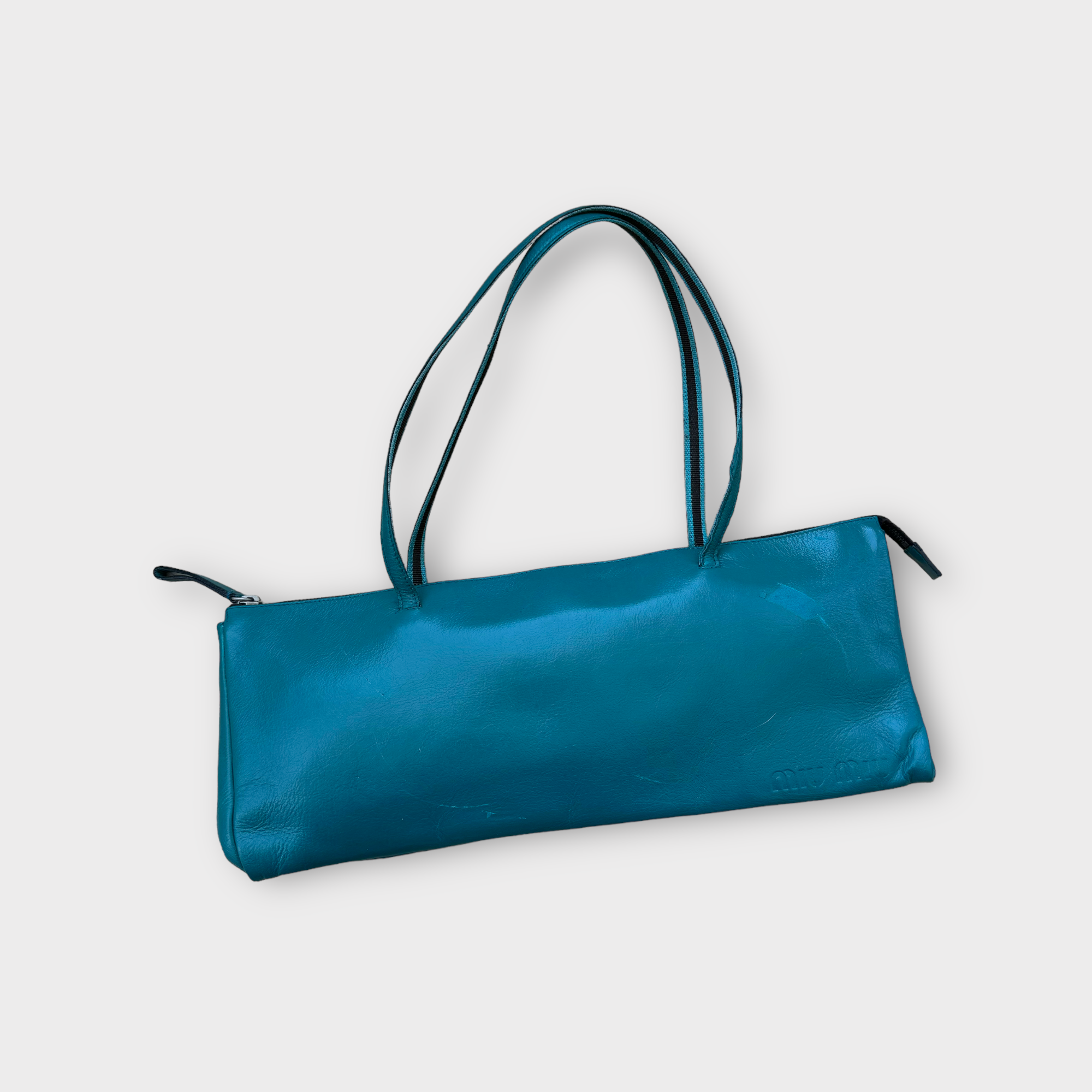 miu miu 2000s turquoise blue shoulder bag