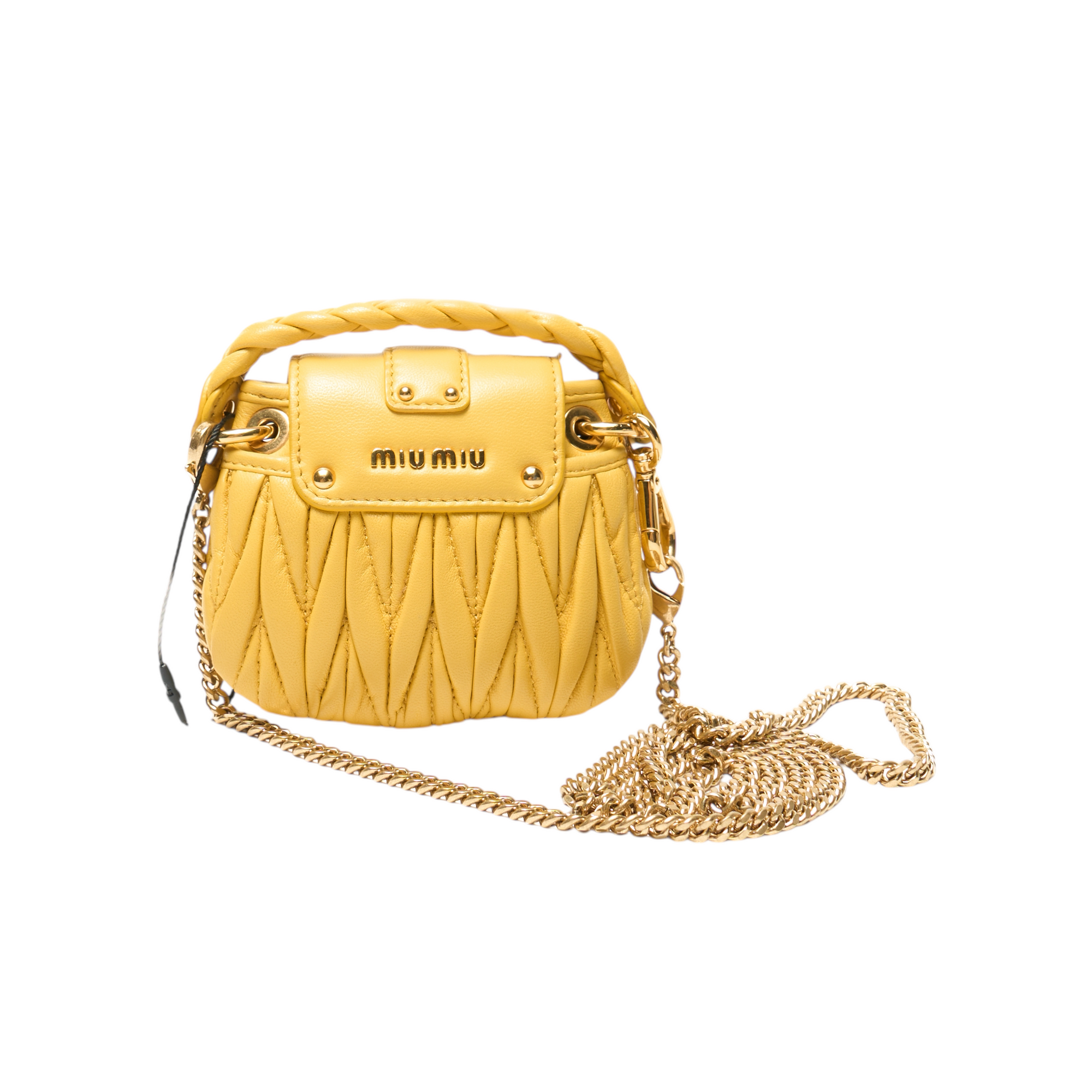 miu miu mini yellow bag
