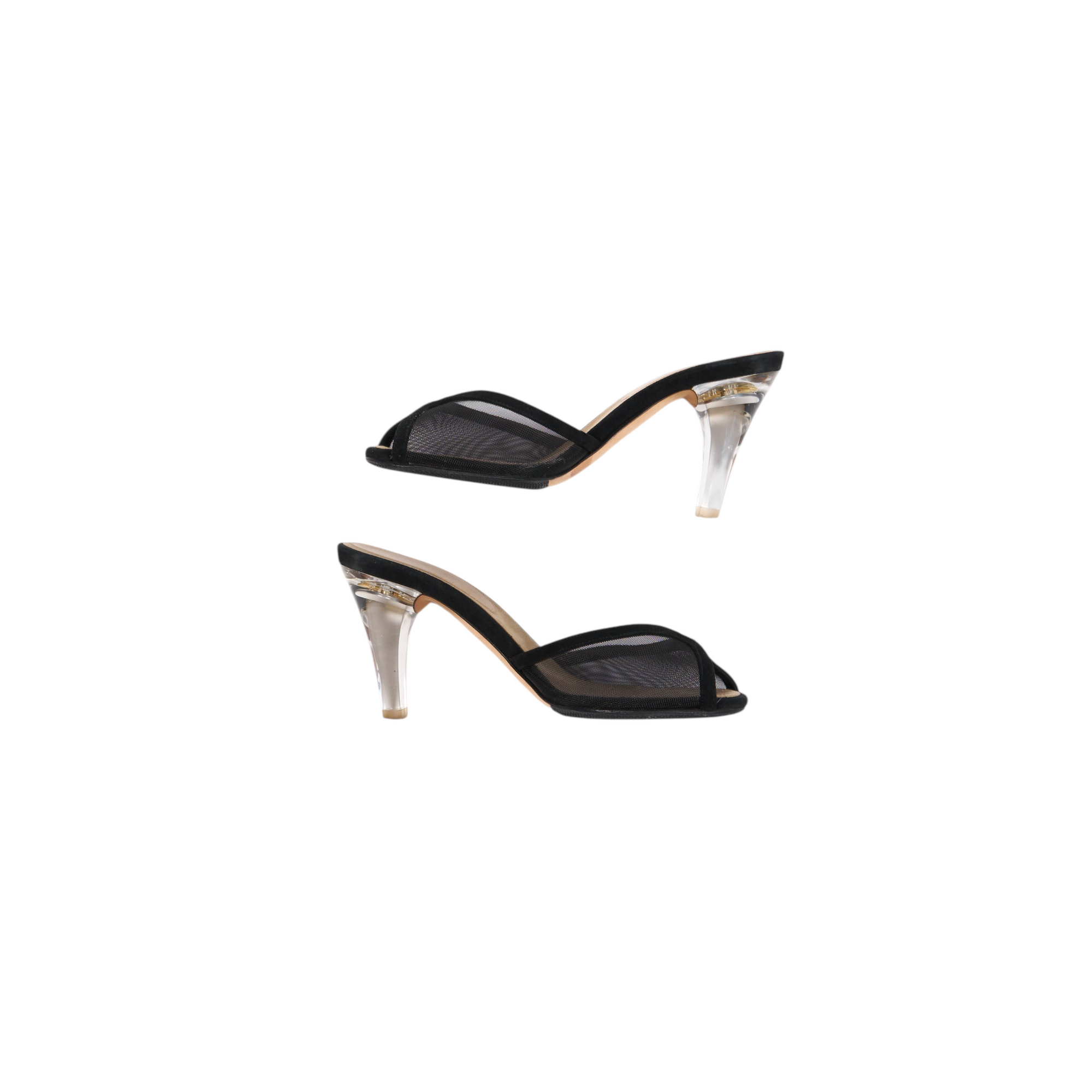 chanel 2000s black sheer heels