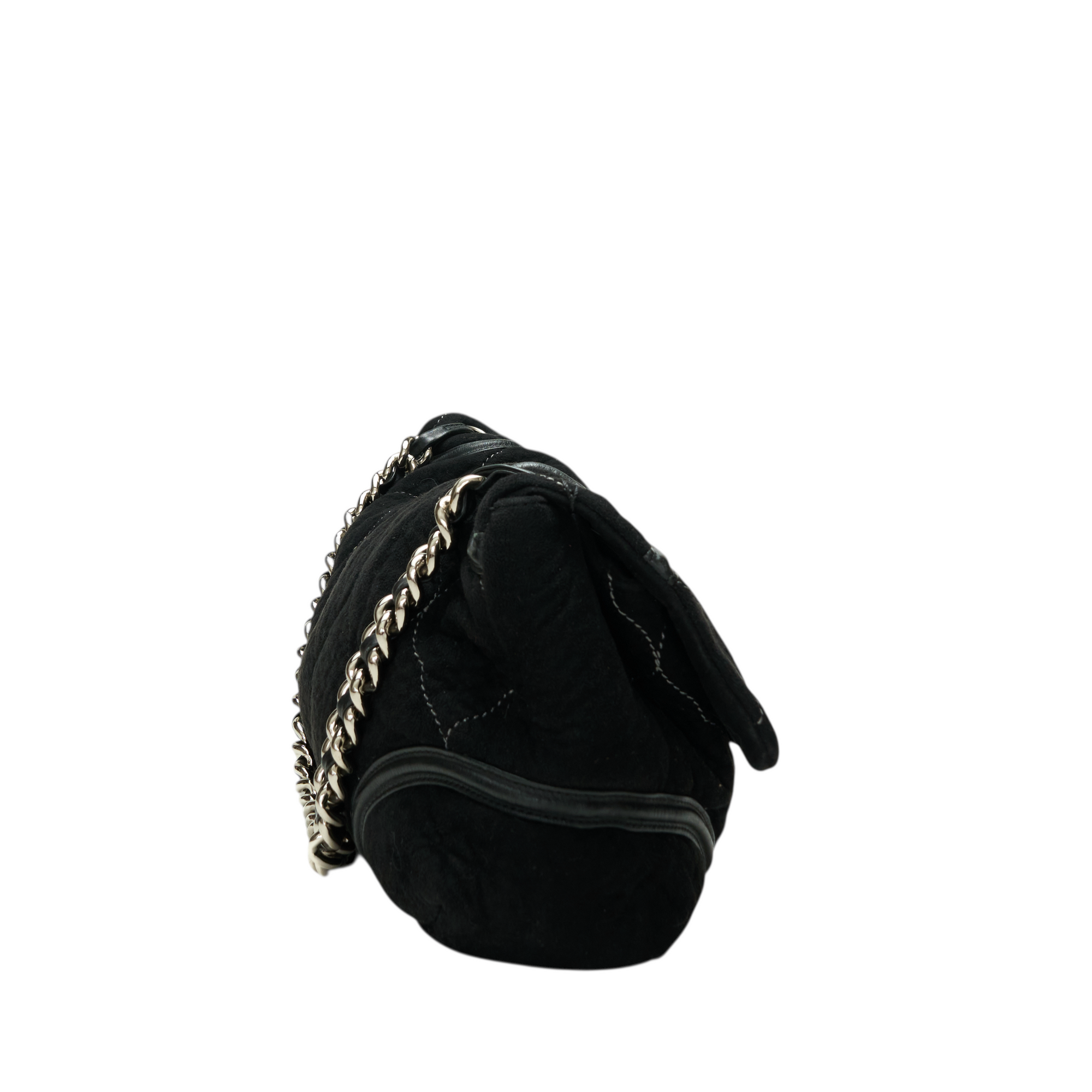 chanel 2000s black suede flap bag