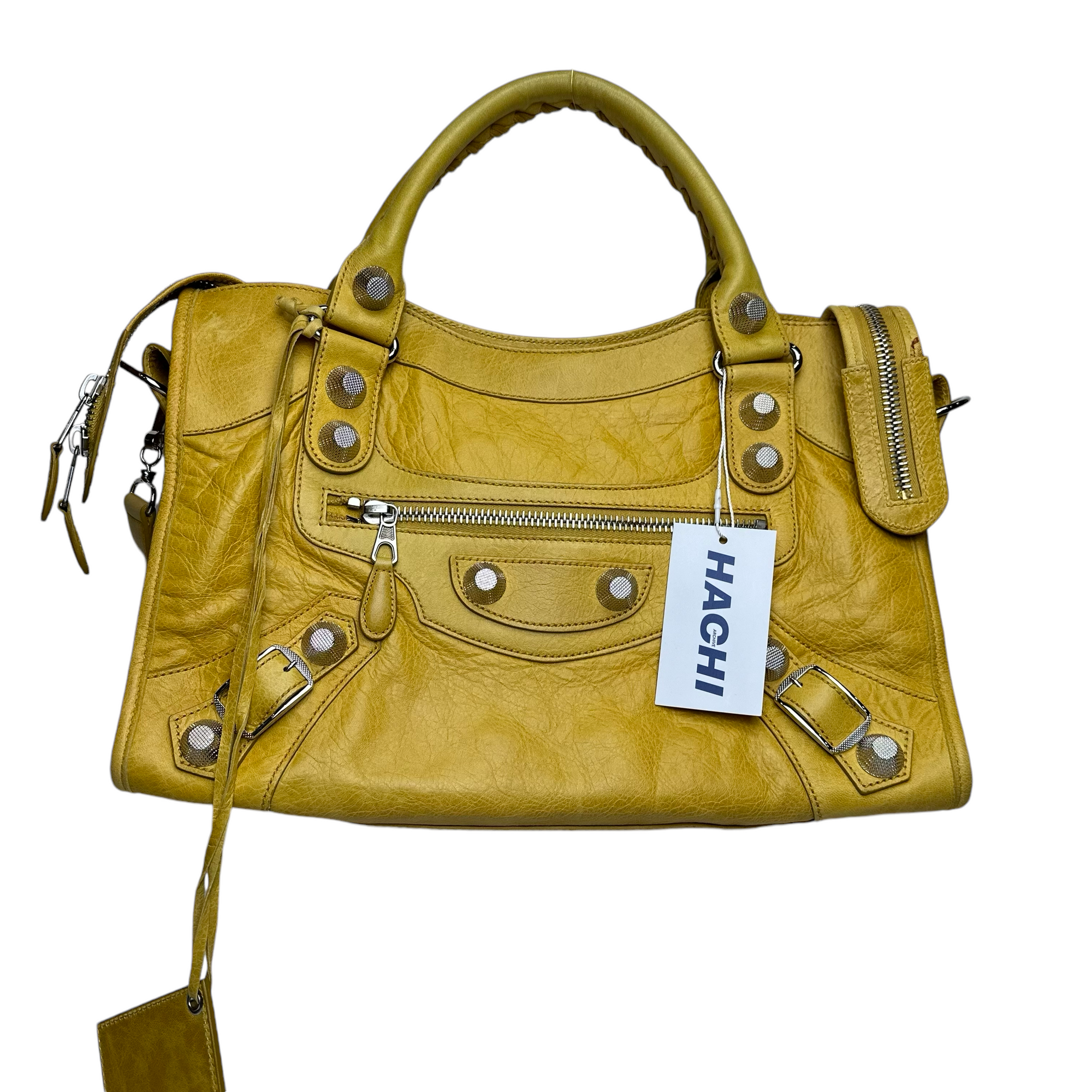 balenciaga yellow city bag