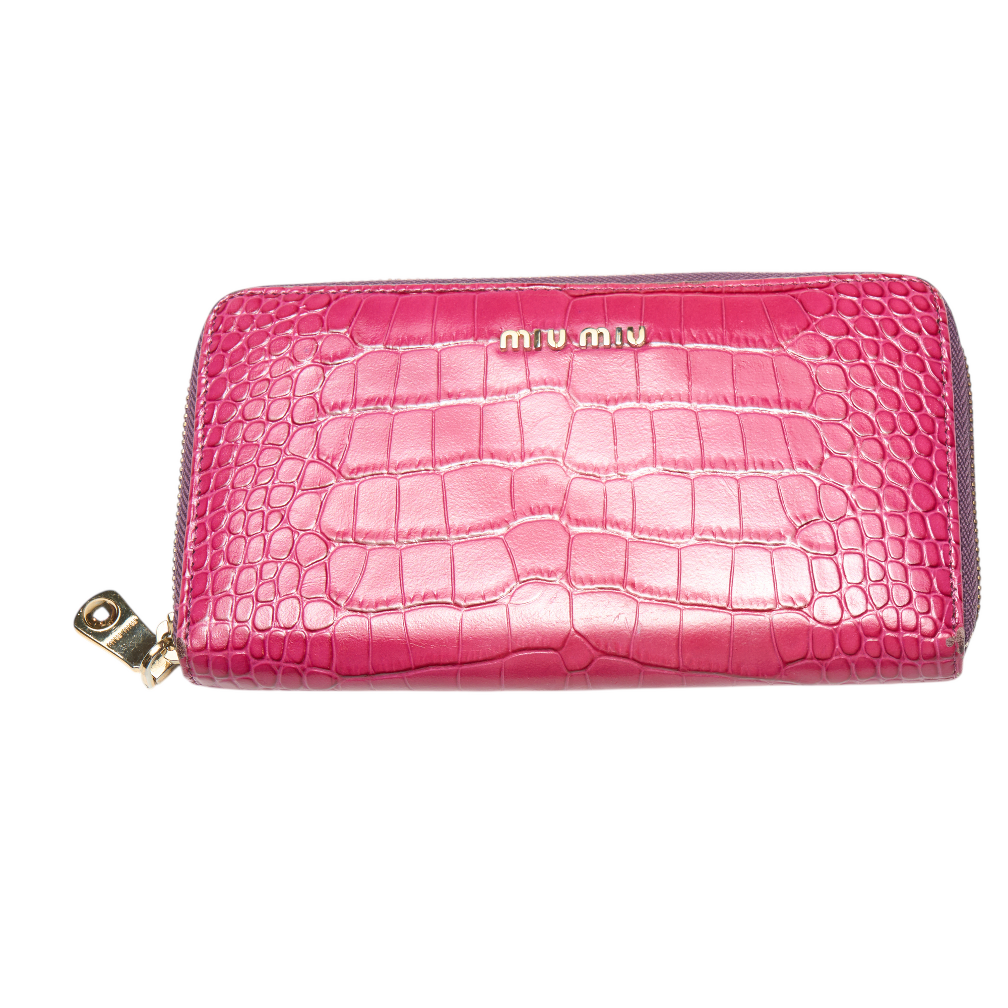 miu miu pink crocodile wallet