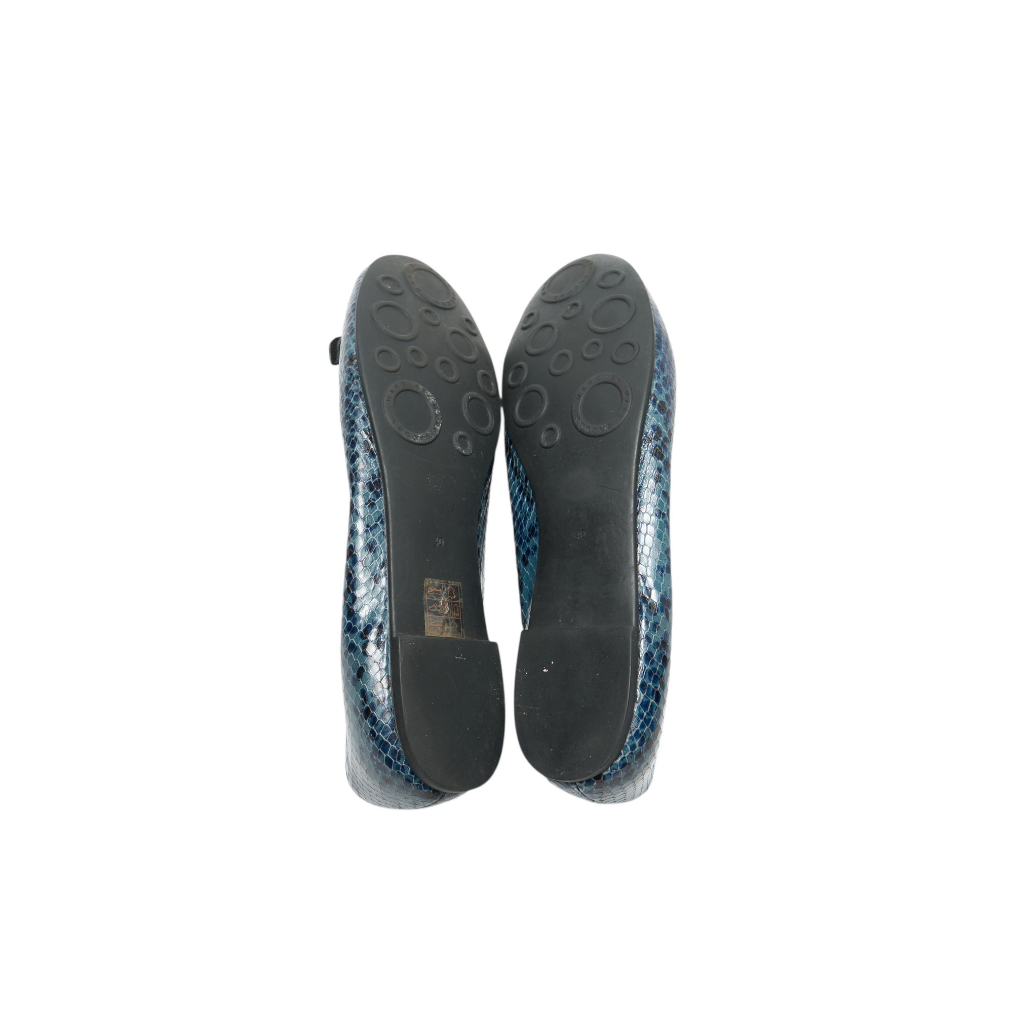 marc jacobs 2000s blue python mouse flats