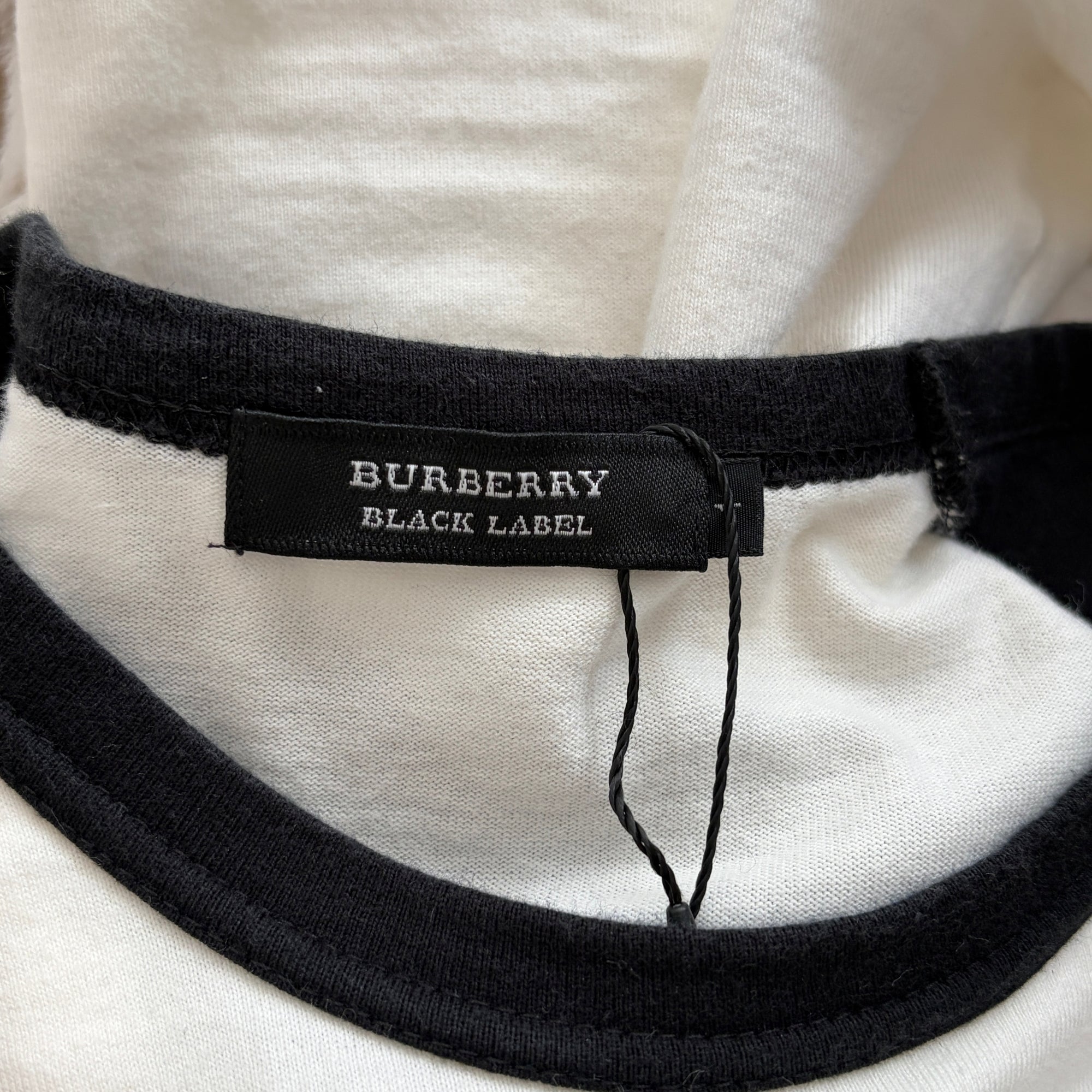 burberry white and black ringer top