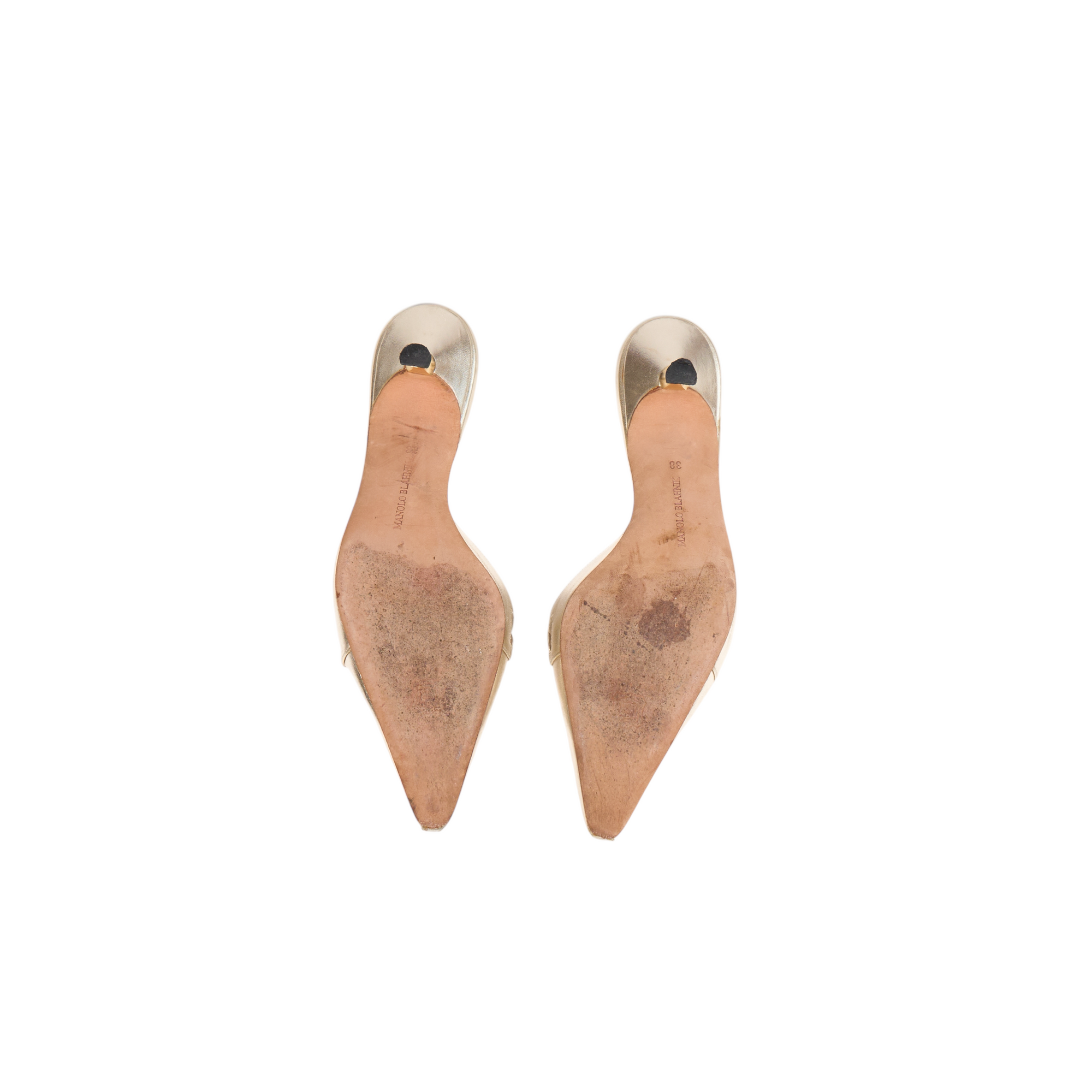 manolo blahnik 2000s gold kitten heels