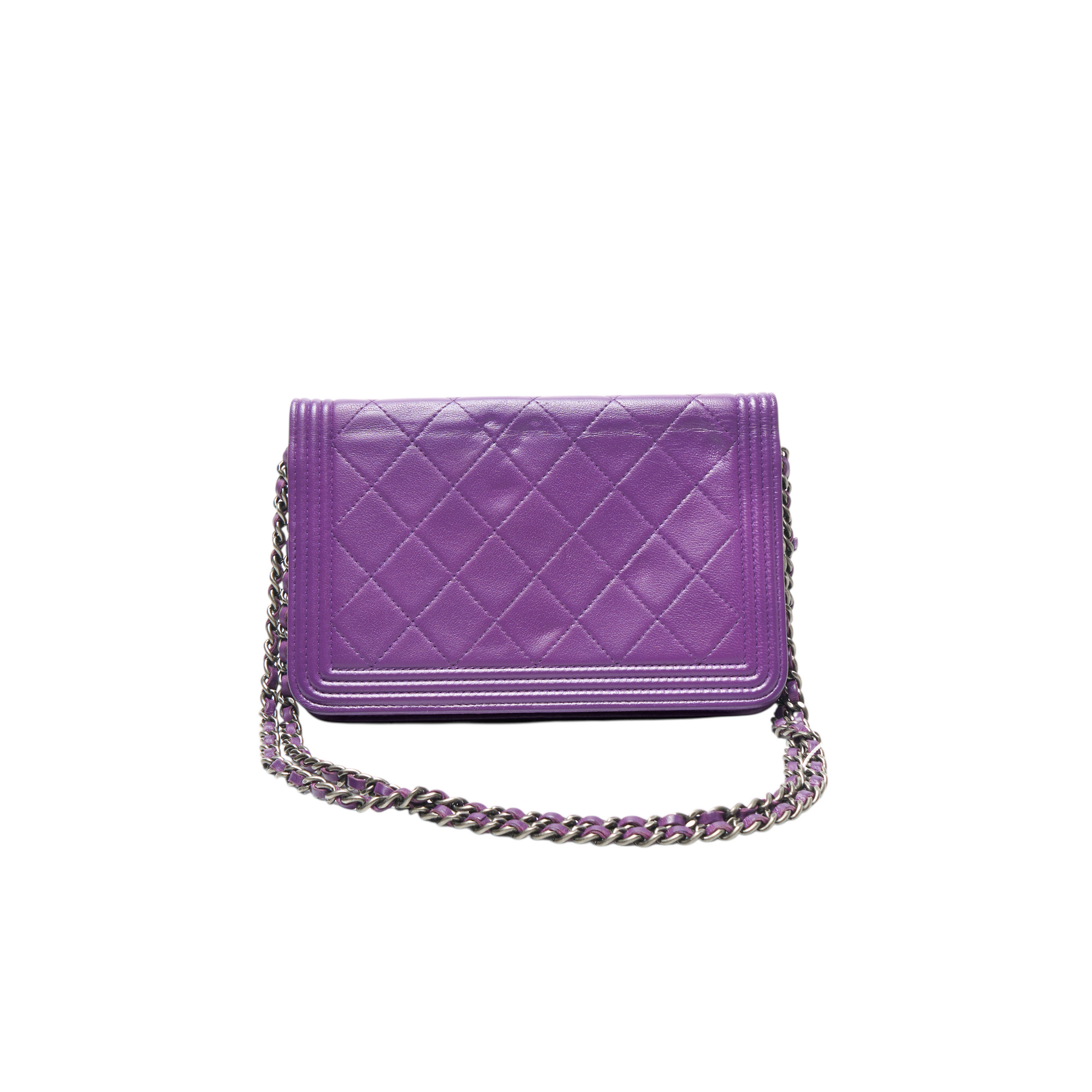 chanel purple wallet on chain bag