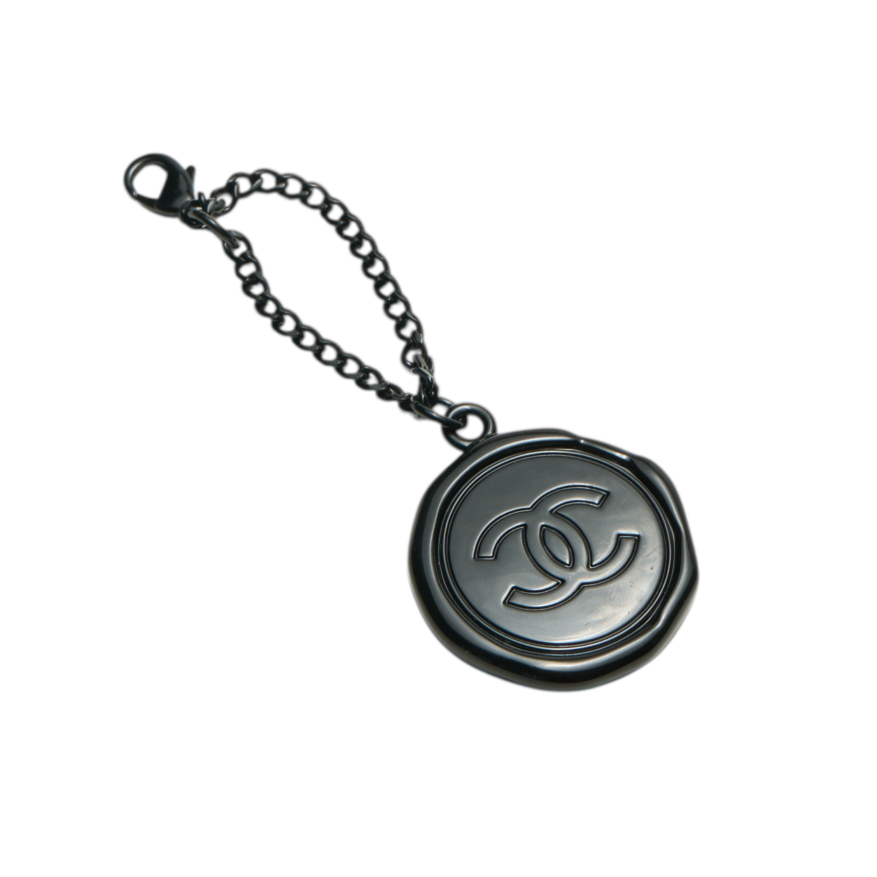 chanel 2000s black keychain