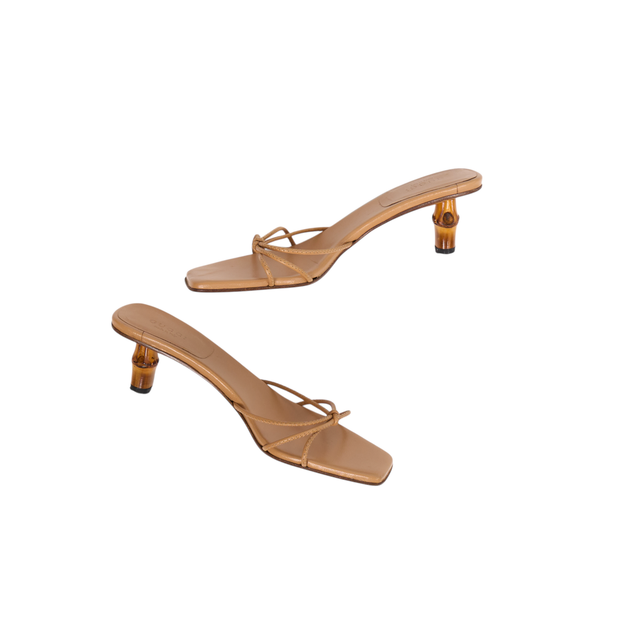 gucci 2000s tan bamboo heels