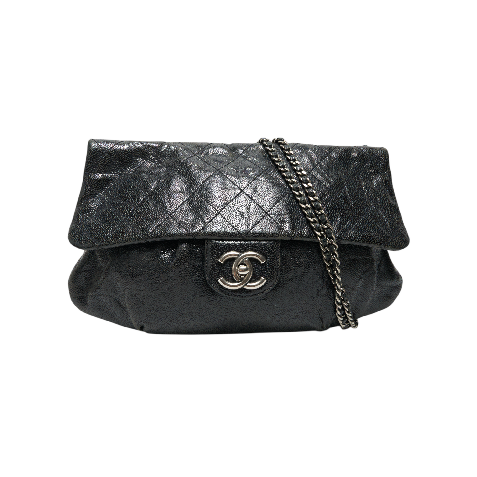 chanel 2000s black ruched shoulder bag