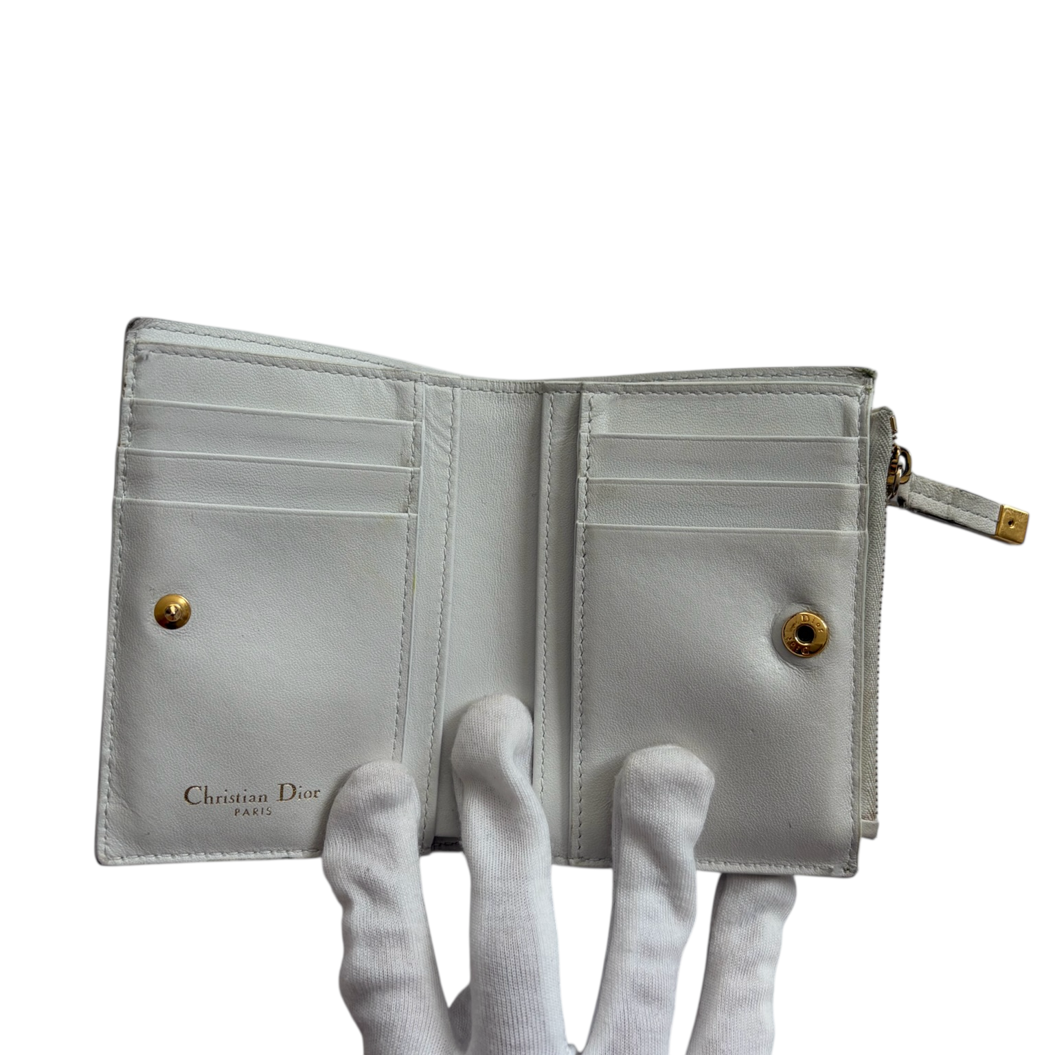 christian dior 2000s white floral wallet
