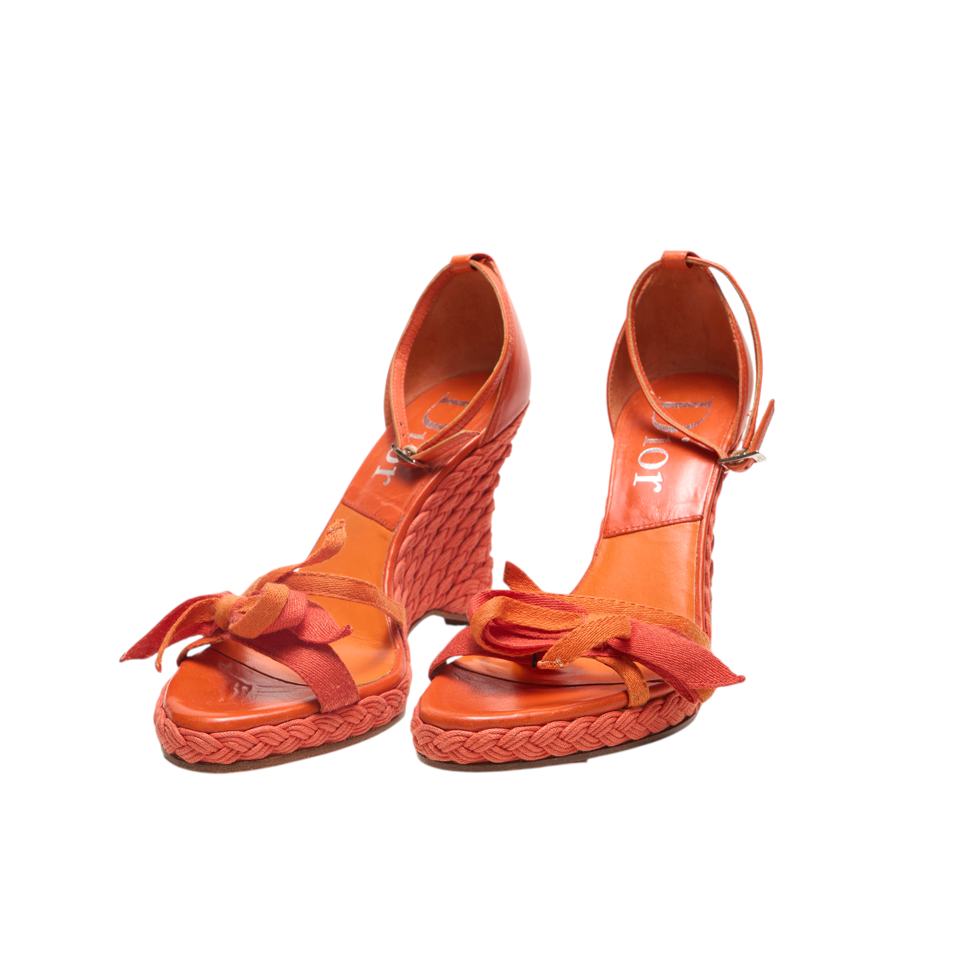 christian dior 2000s orange wedge heels
