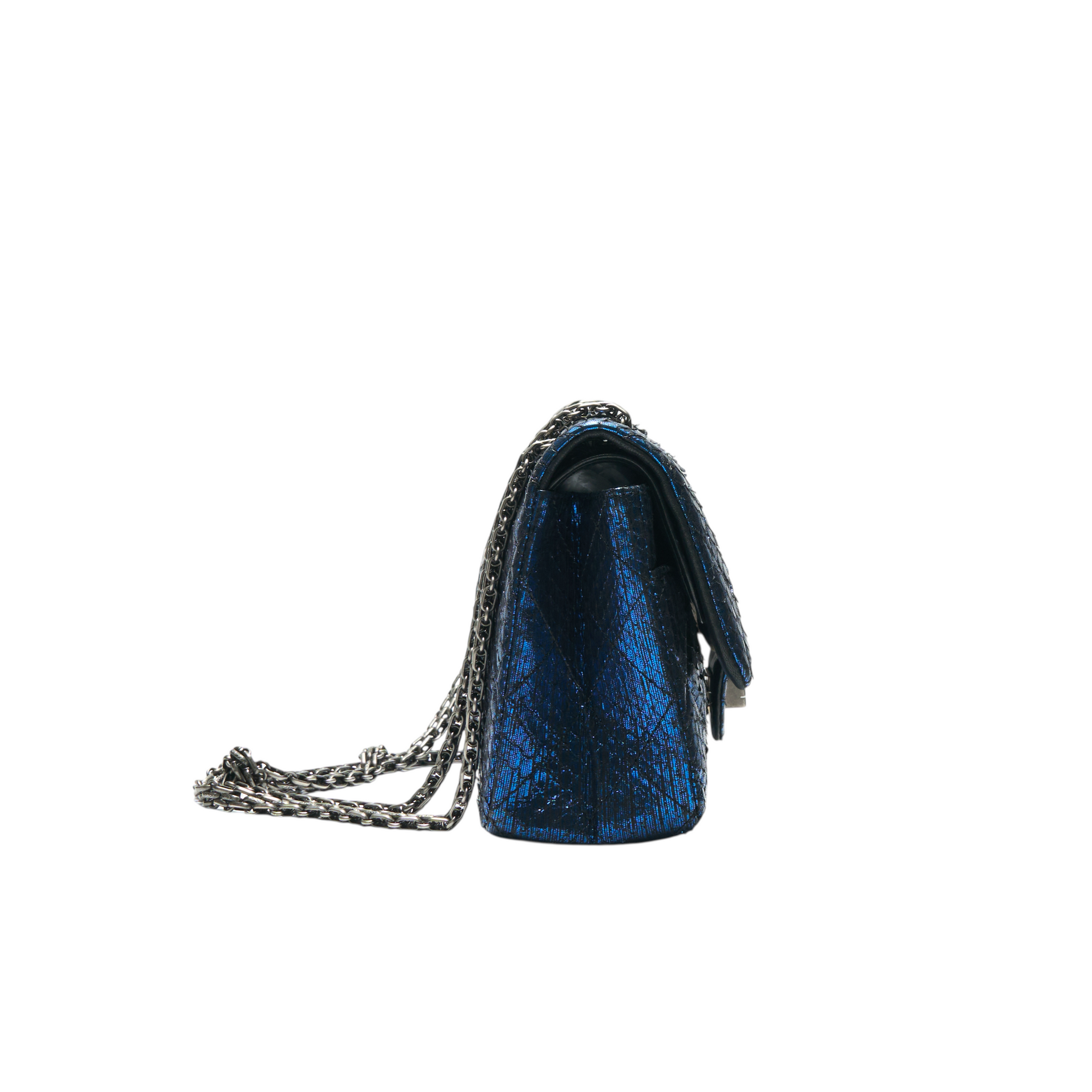 chanel 2010s blue python flap bag