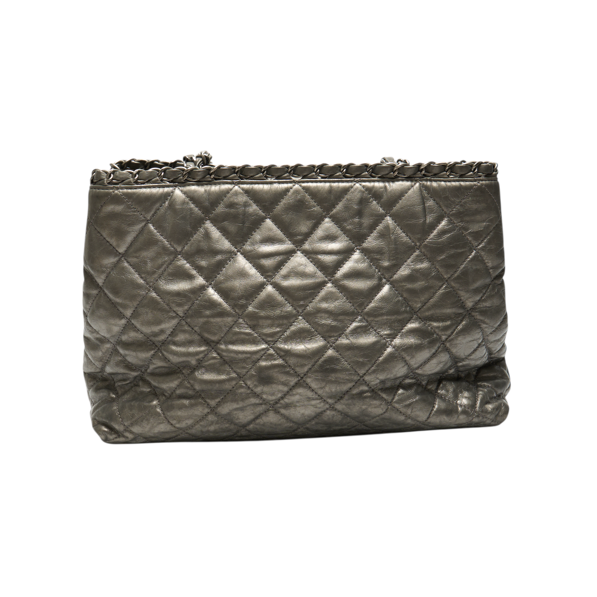 chanel 2000s silver tote bag