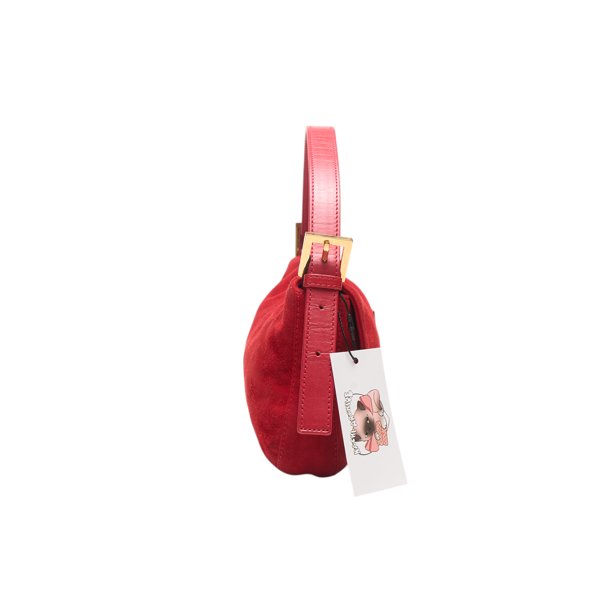 fendi 2000s red suede baguette bag