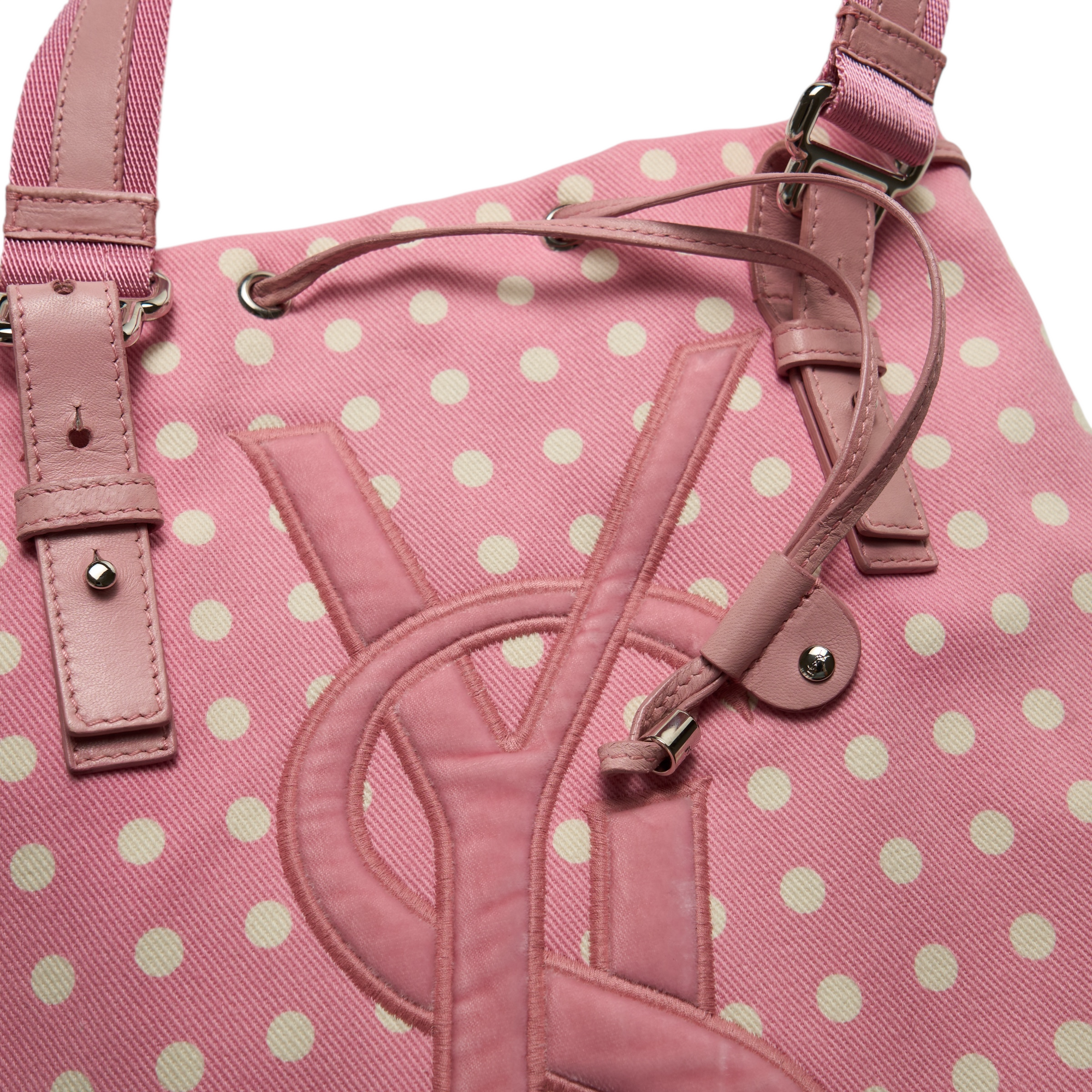 yves saint laurent 2000s pink polka dot bag