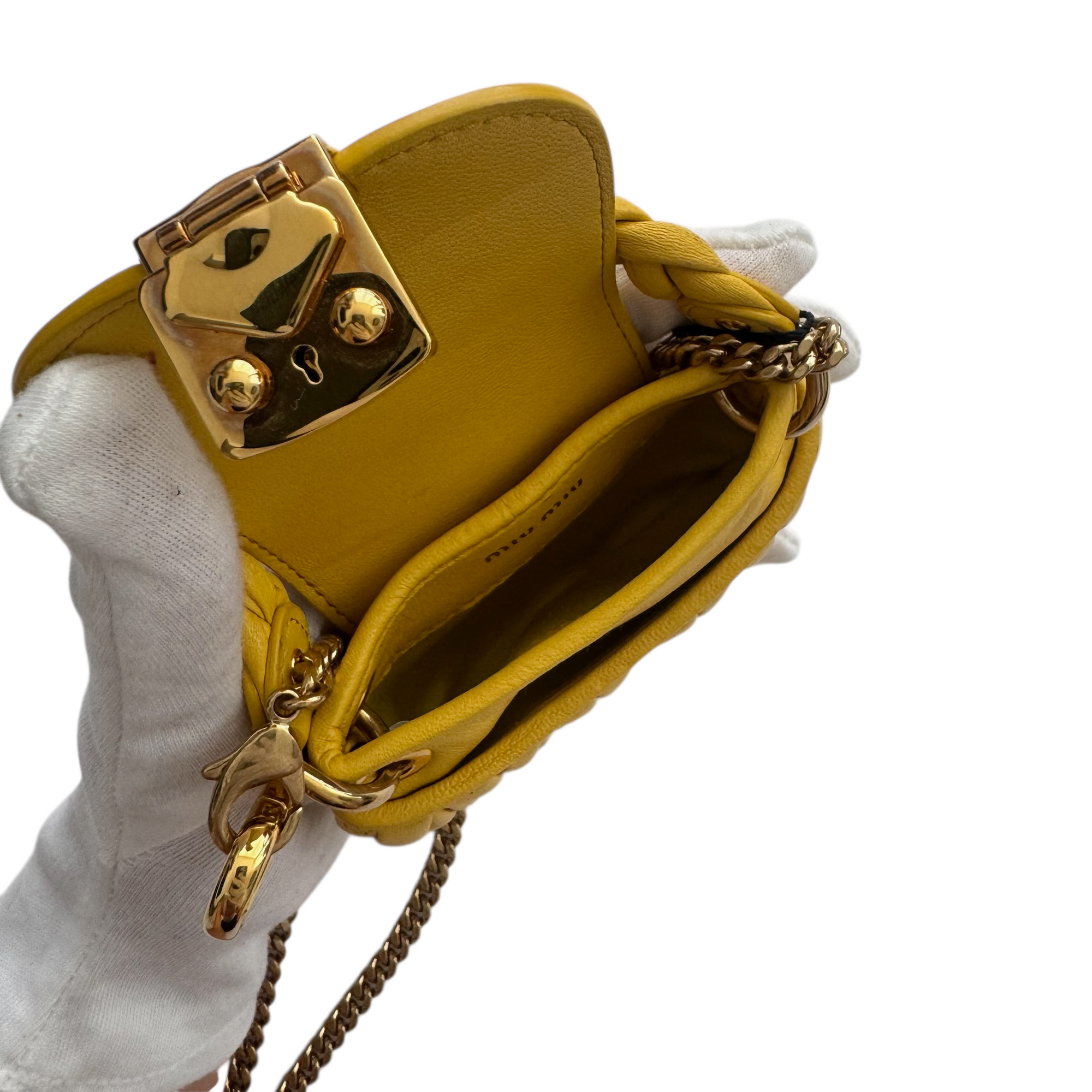 miu miu mini yellow bag