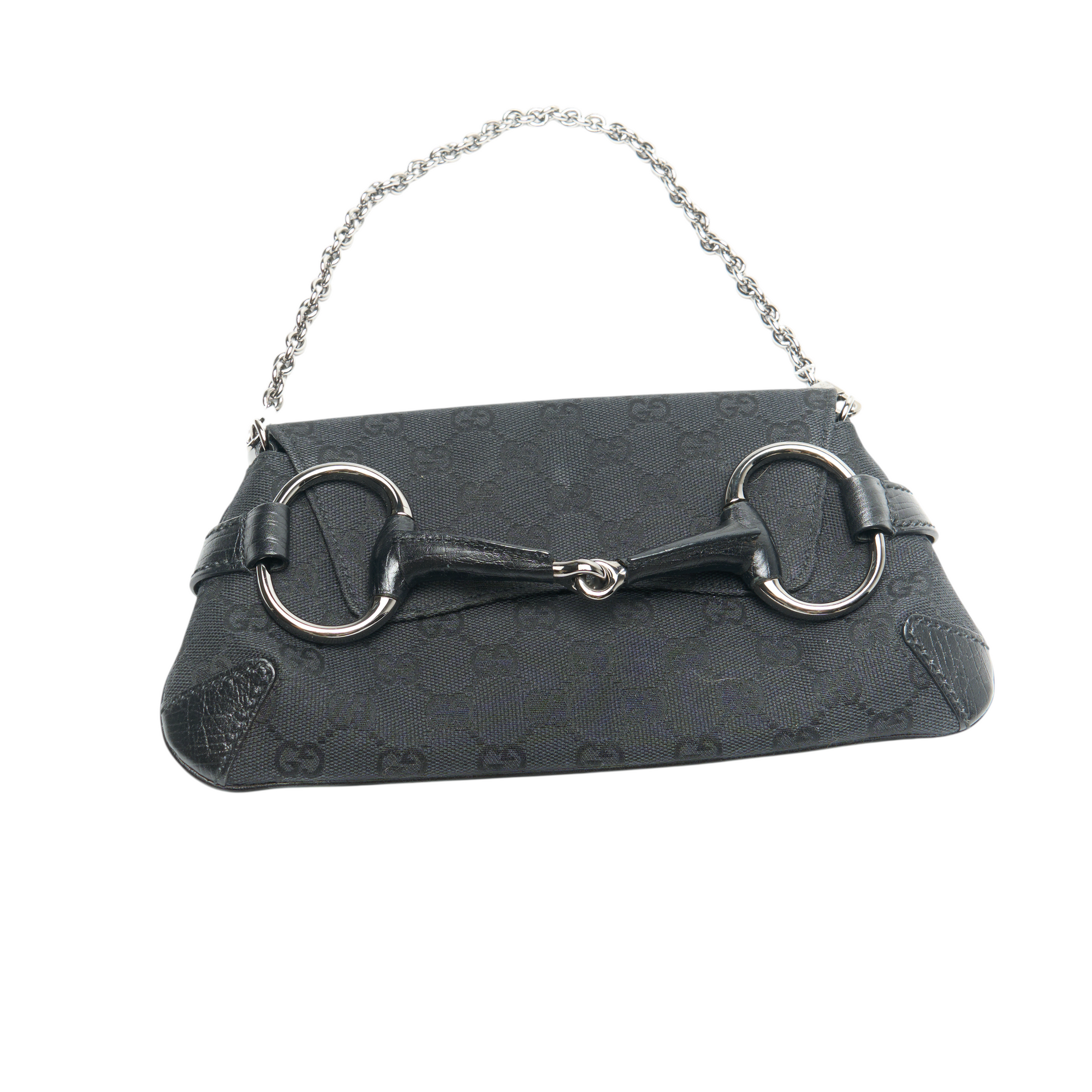 gucci 2000s black horsebit bag
