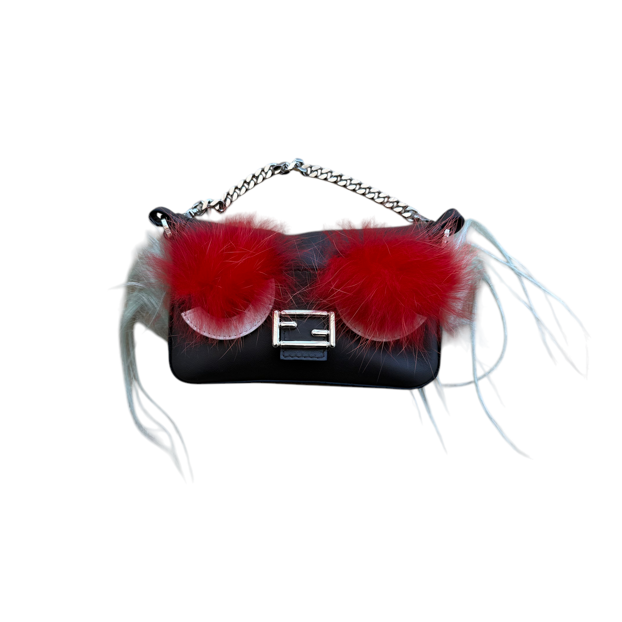 fendi gray baguette bag