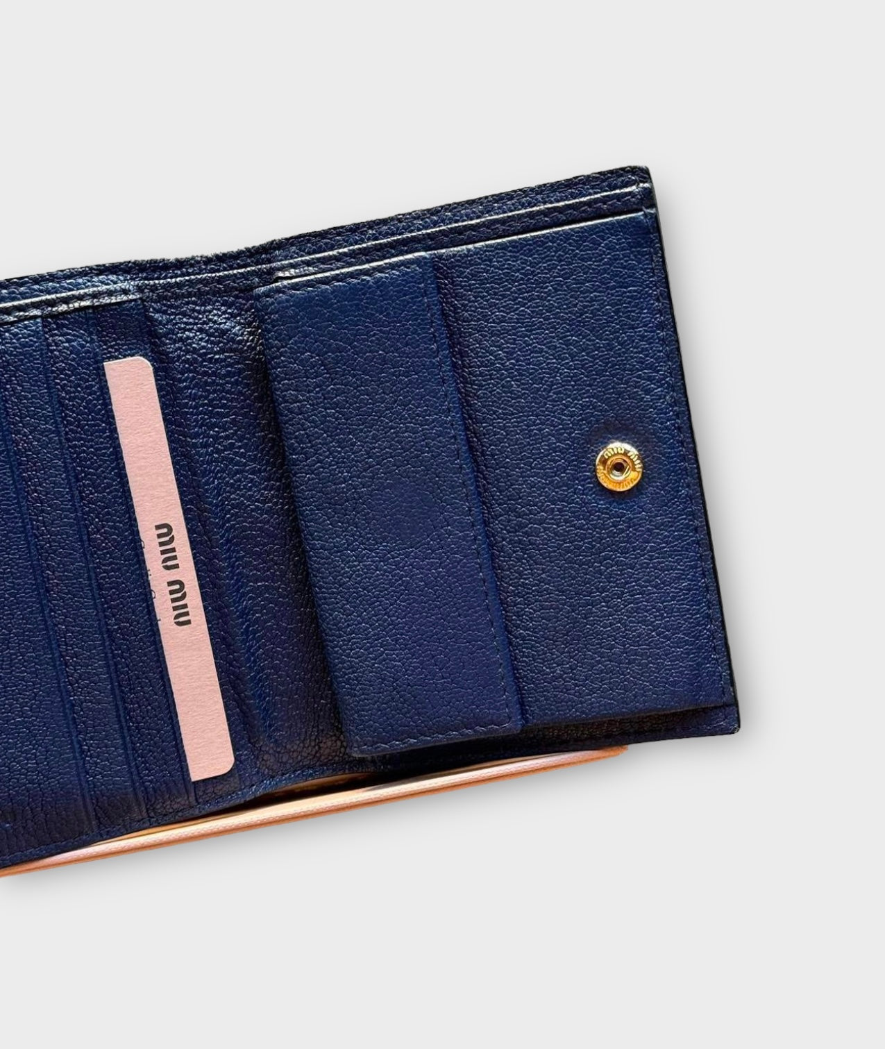 miu miu blue polka dot wallet