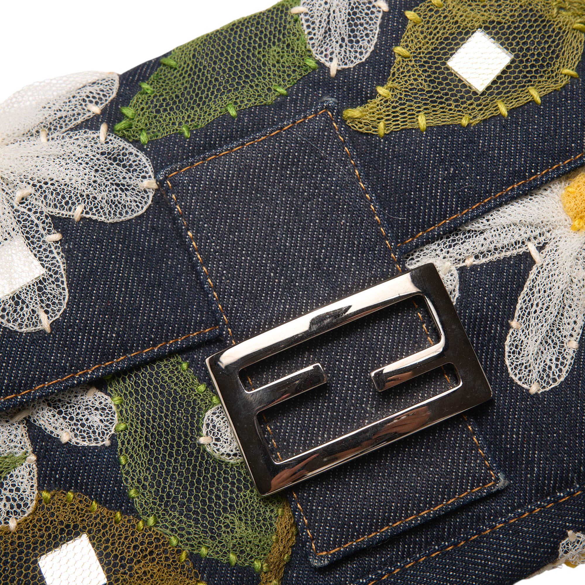 fendi 2000s denim baguette bag