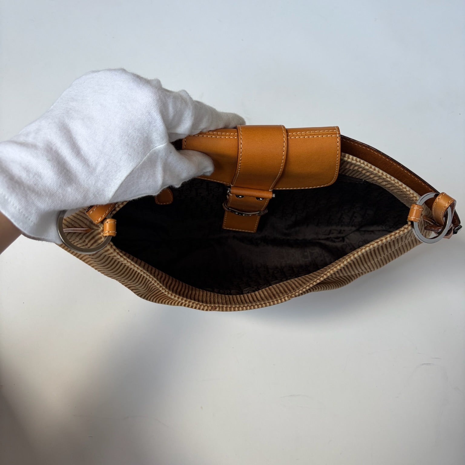 christian dior 2000s corduroy shoulder bag
