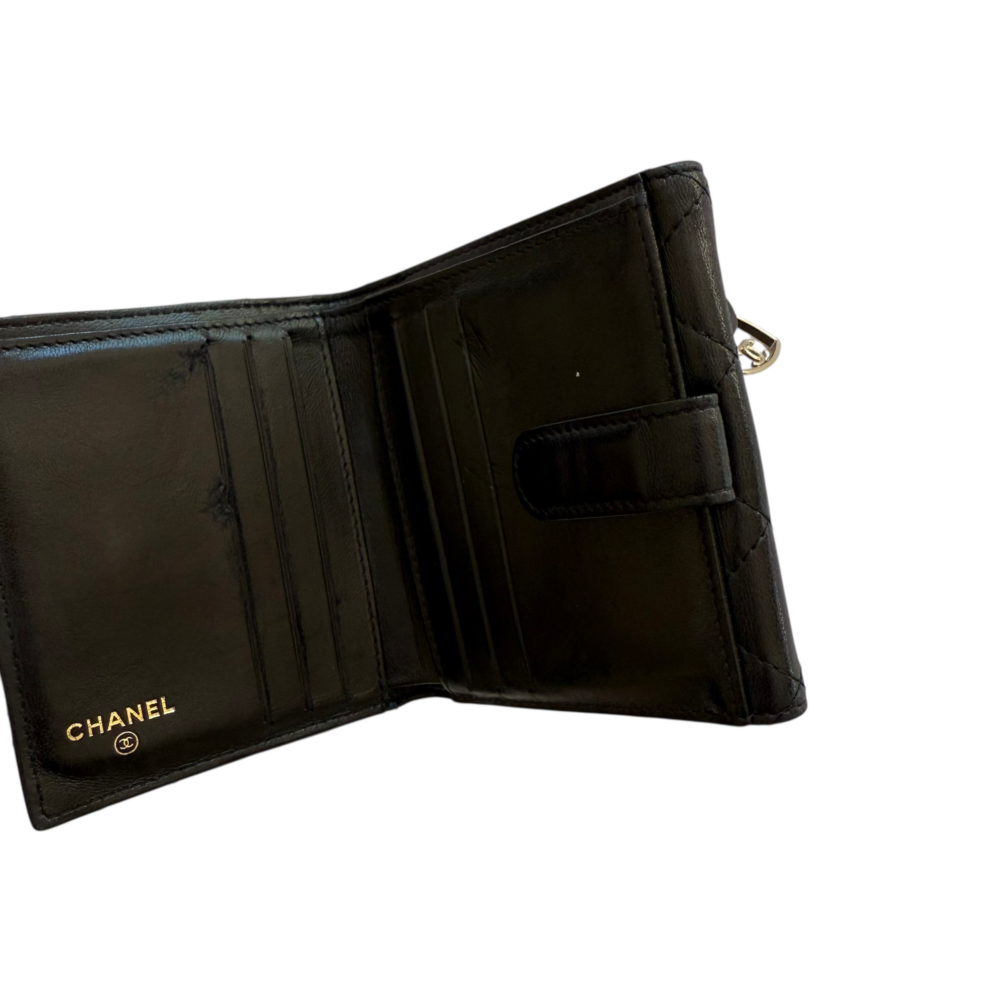 chanel 2000s black wallet
