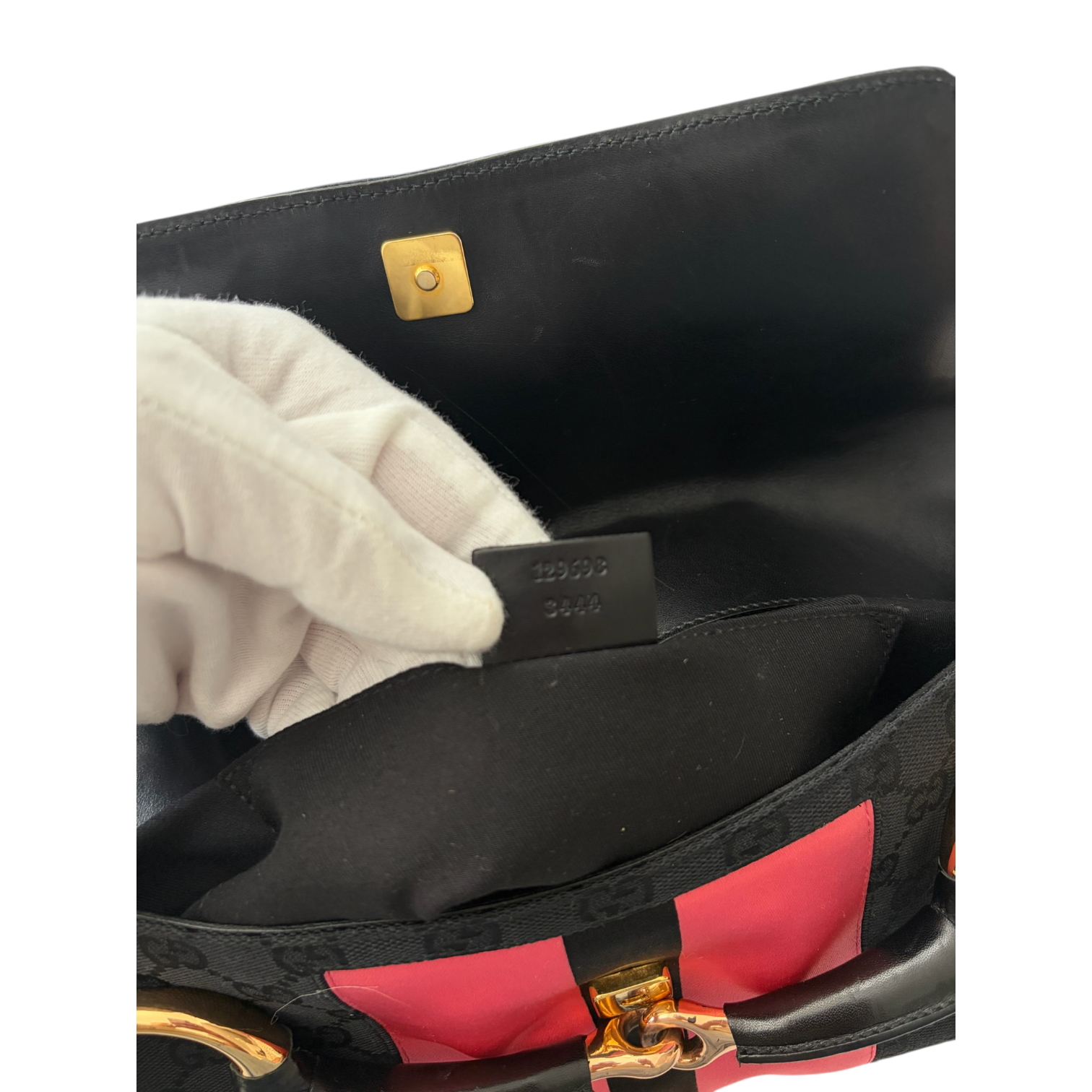 gucci 2000s black and pink horsebit bag