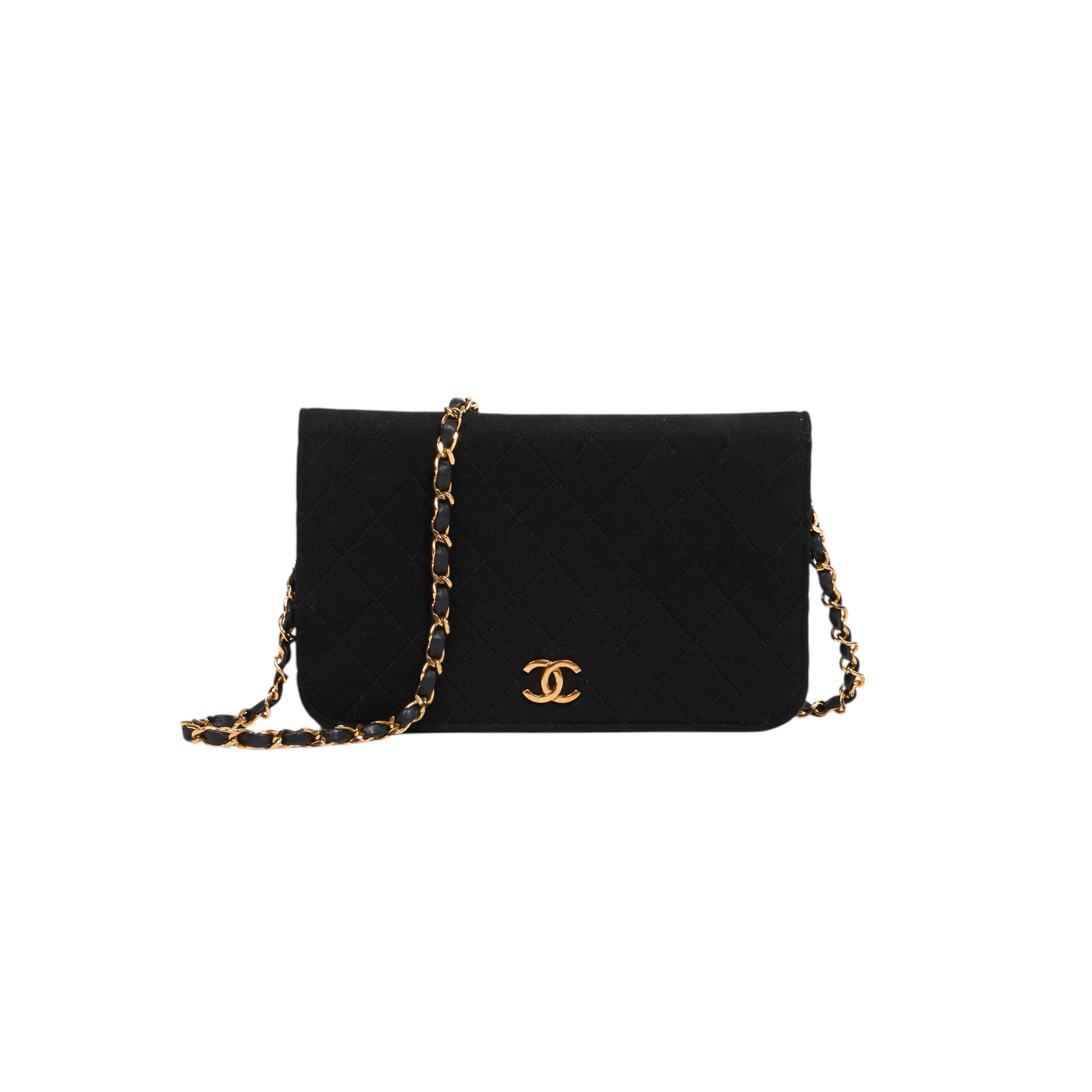 chanel 2000s black canvas wallet on chain bag