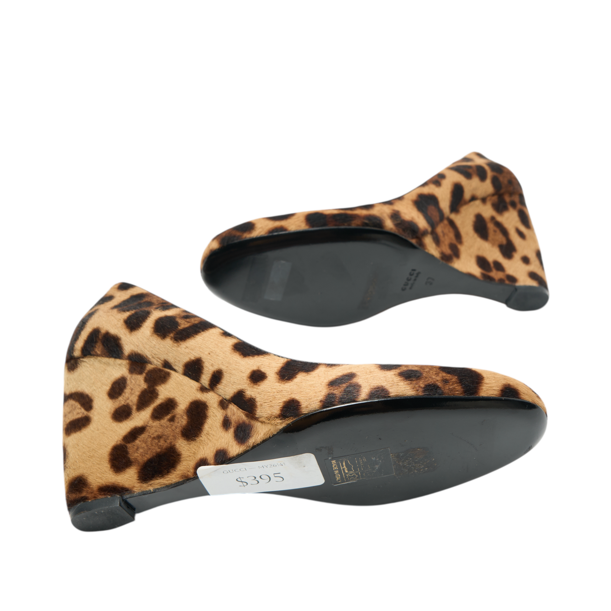 gucci 2000s ponyhair wedge heels