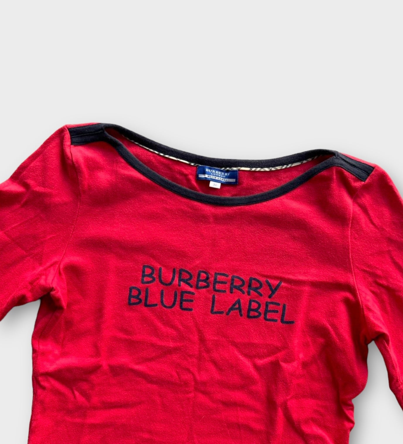 burberry red quarter sleeve top