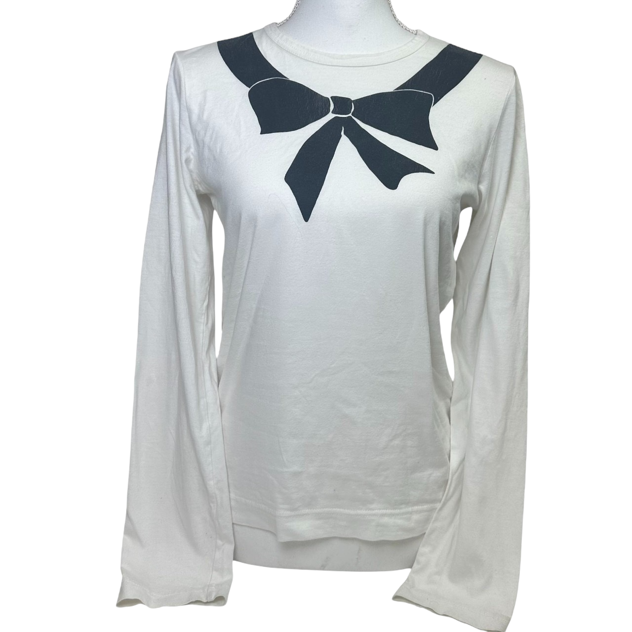 comme des garçons white bow long sleeve top