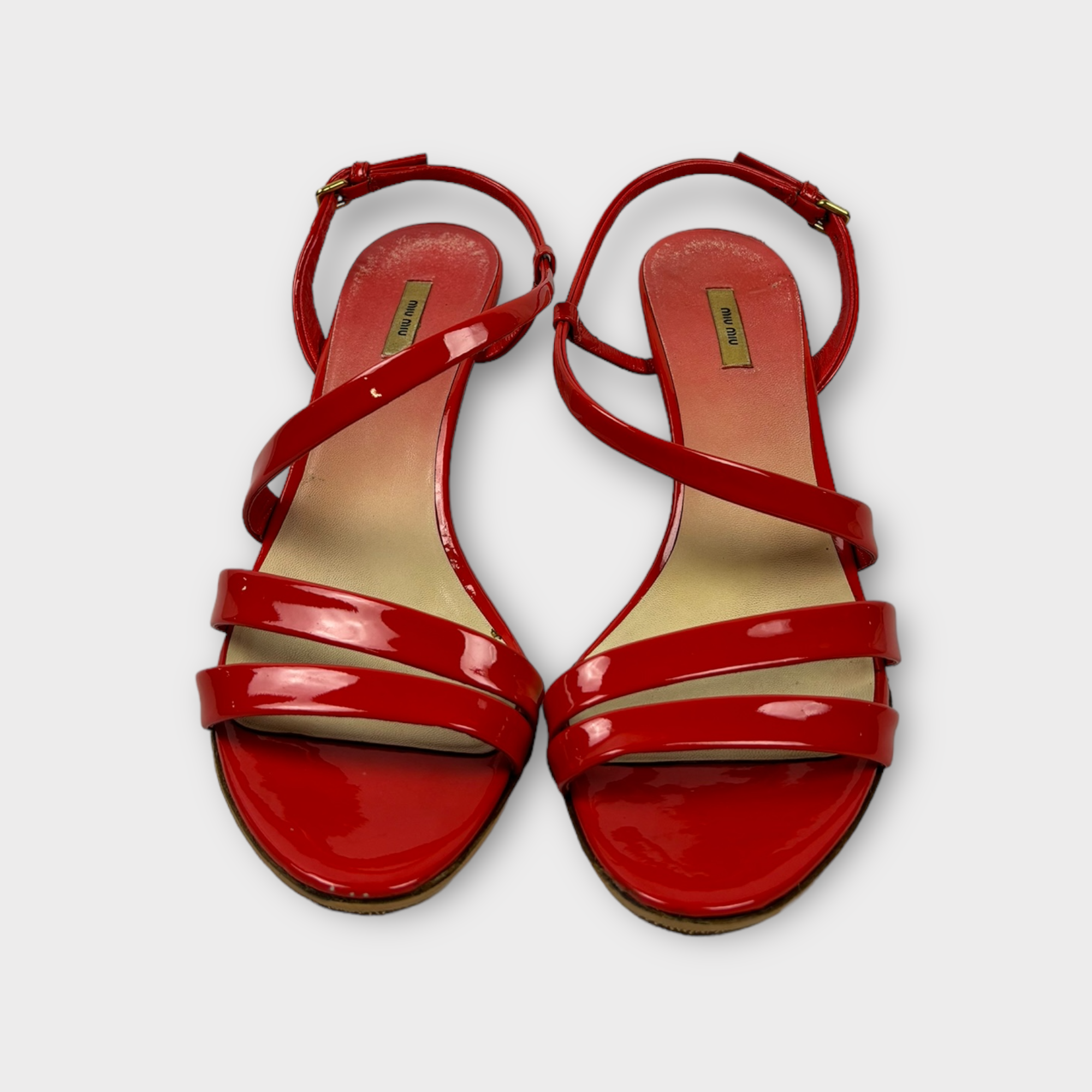 miu miu 2000s red strappy heels