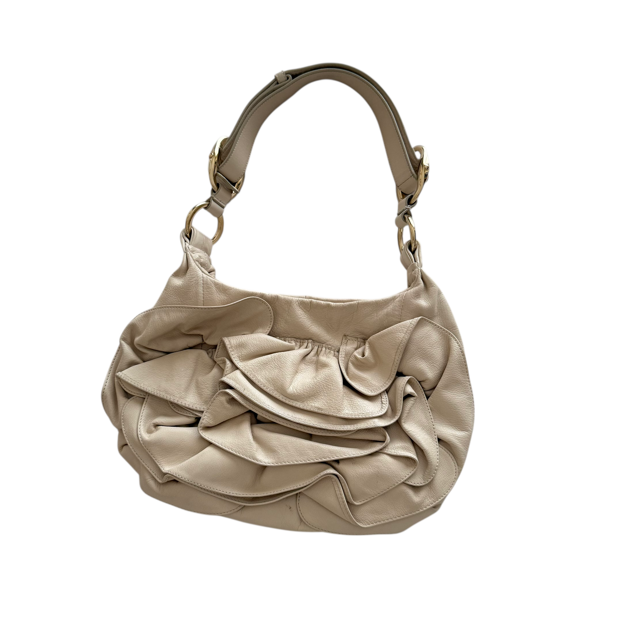 yves saint laurent cream shoulder bag