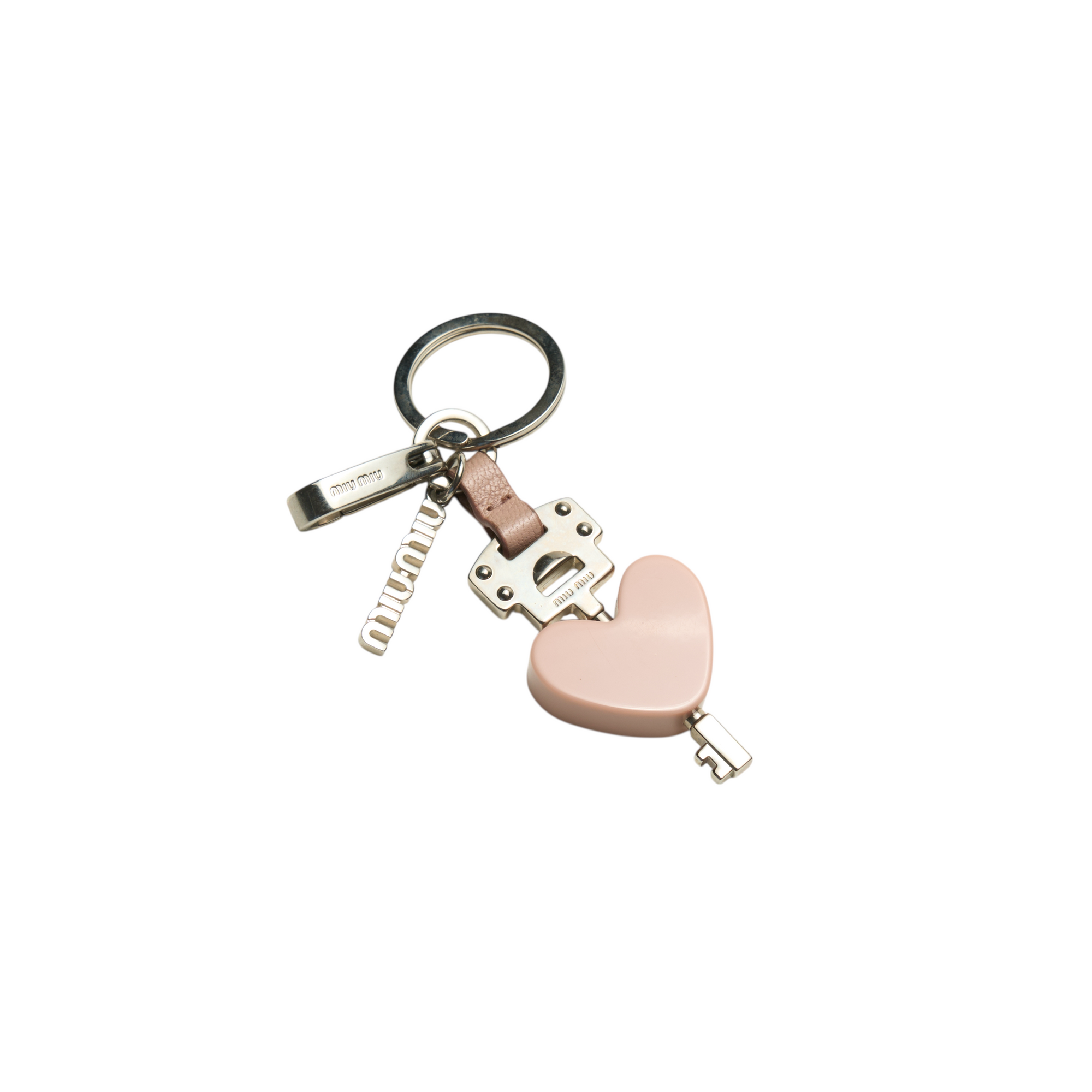 miu miu pink heart keychain