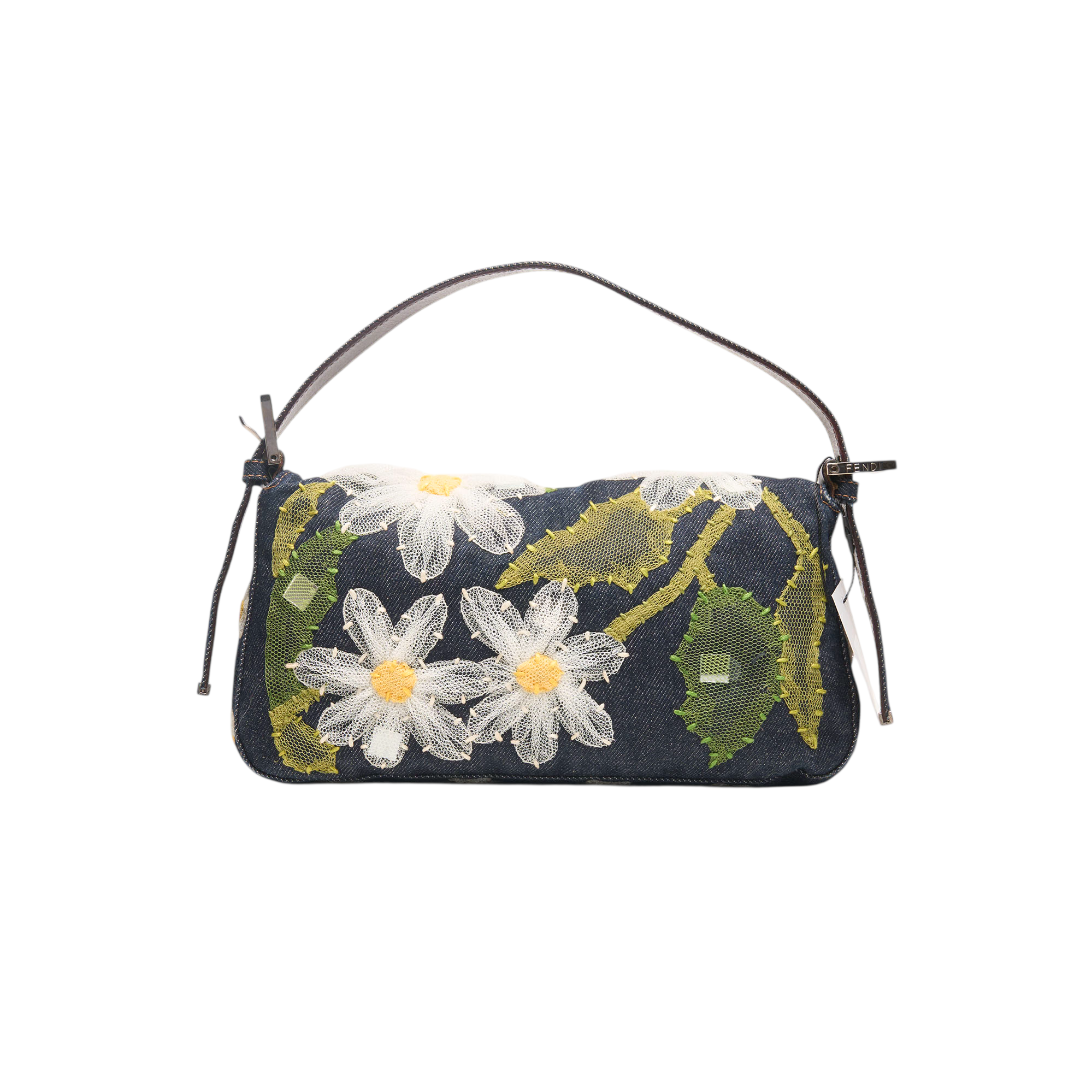 fendi 2000s denim baguette bag