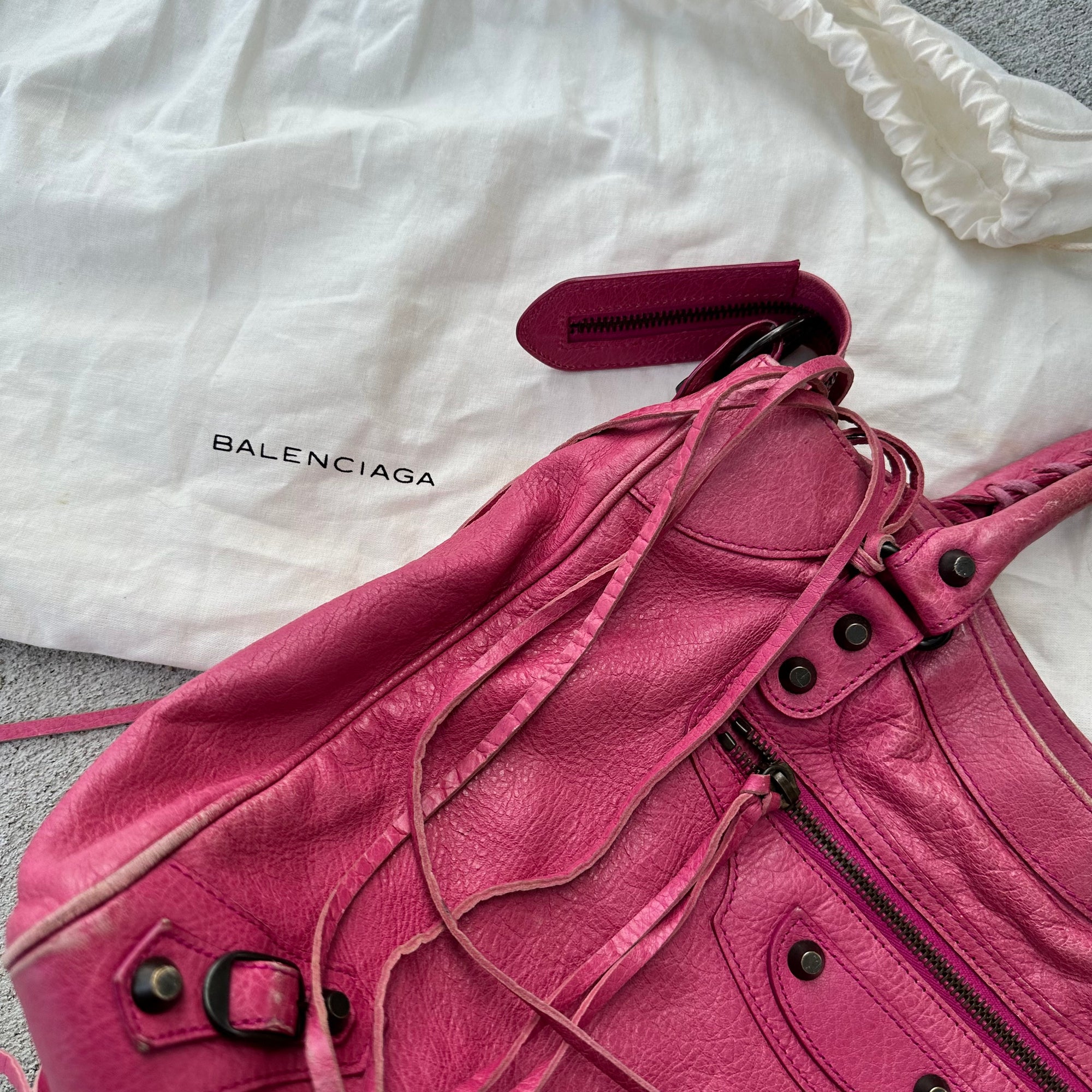 balenciaga 2000s hot pink city bag