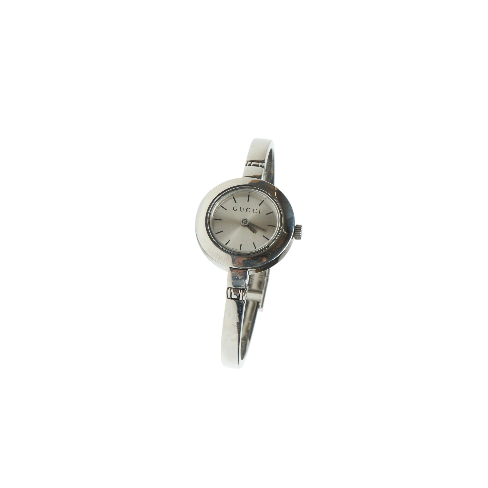 gucci 2000s round silver watch